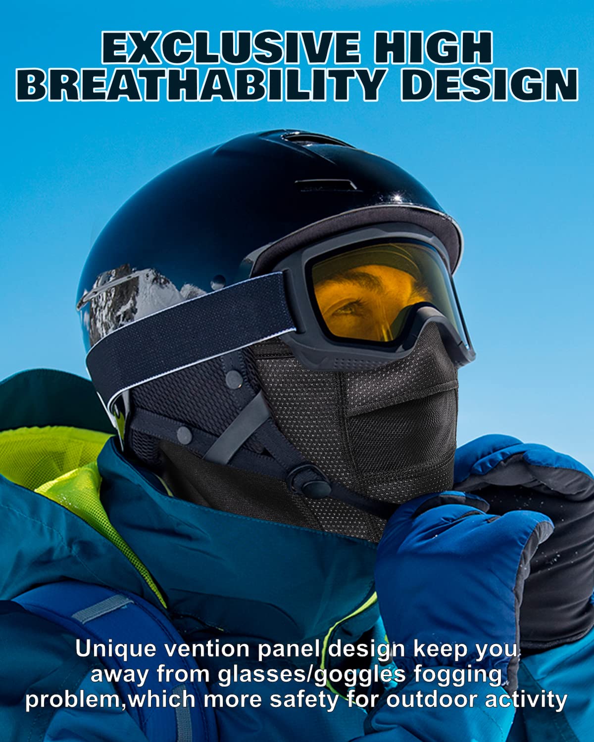 KINGBIKE Balaclava Motorcycle Bicycle Winter Sports Ski Mask Outdoor Warm Windproof Anti-Fog Universal Size for Men Women