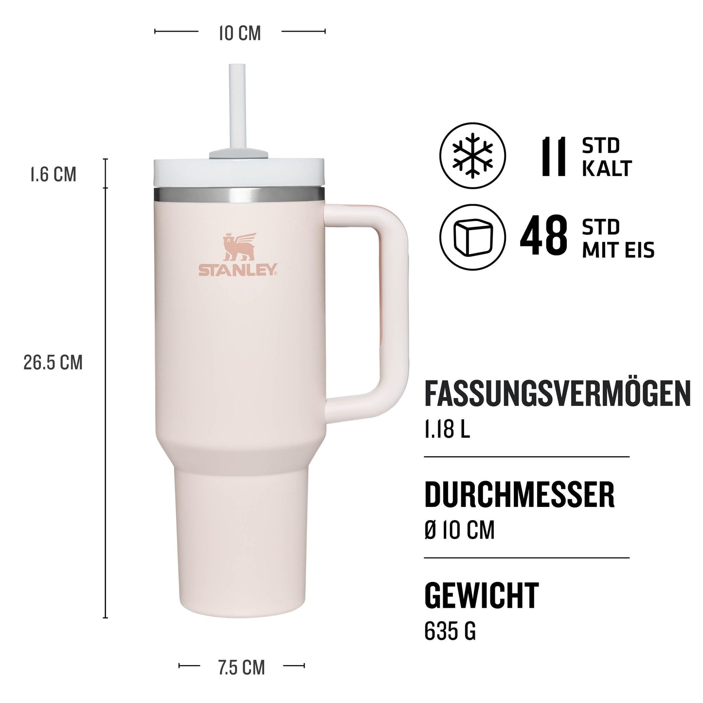 Stanley Quencher H2.0 FlowState Trinkflasche mit Strohhalm 1.18L - Thermobecher Kühlt 11 Stunden - 48 Stunden Eisgekühlt - Spülmaschinenfest - Thermosflasche BPA Frei - Kaffeebecher To Go - Cream