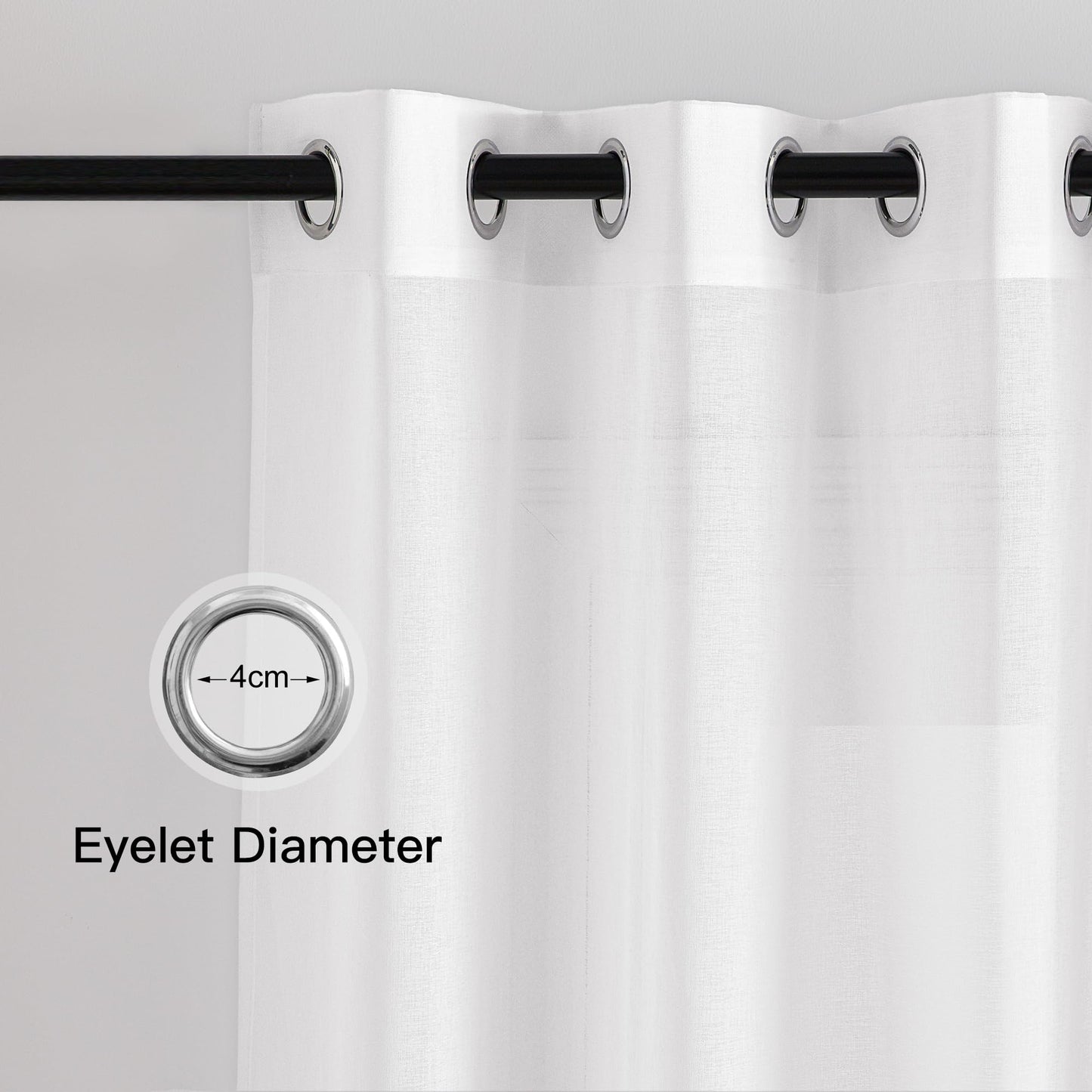 PONY DANCE Voile Gardinen Weiss Transparent Ösenvorhang 2er Set H 160 x B 140 cm Wohnzimmer Gardinen Kurz Durchlässige Vorhänge Weiß Vorhang Leinenoptik Schlafzimmer