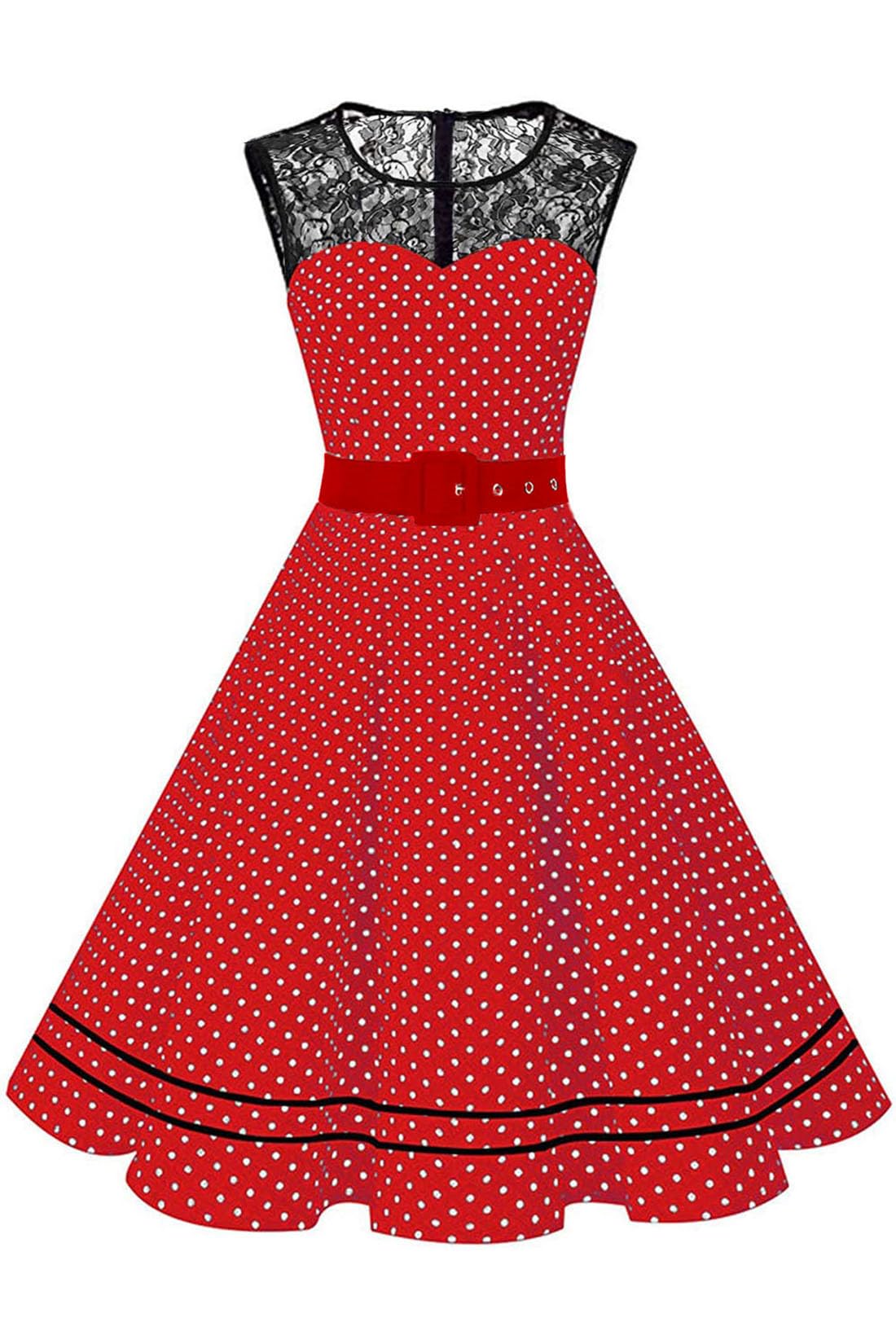 AXOE Damen Rockabilly Kleid 50er Jahre Vintage Festlich Elegant
