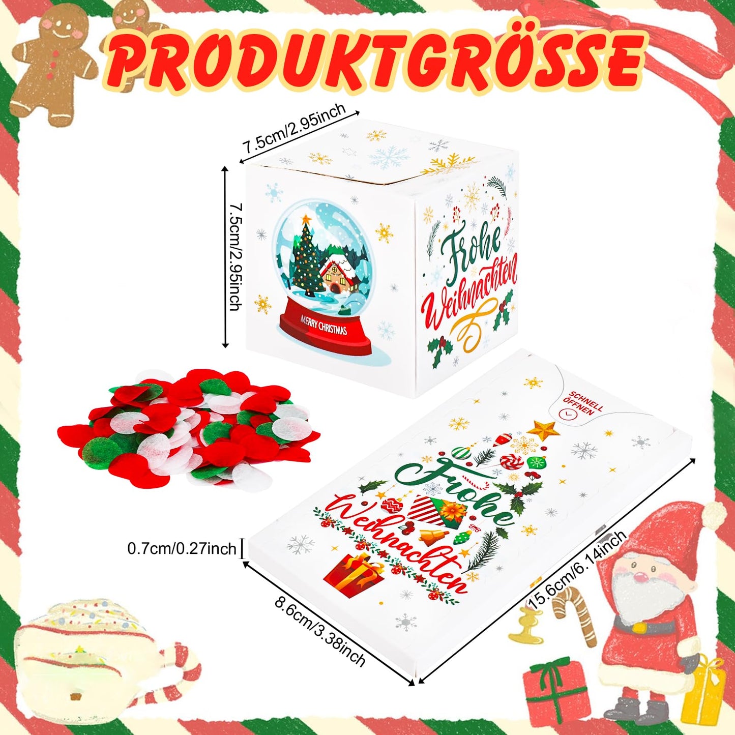 DPKOW Explosion Box Christmas Card, Funny Gift Box, Christmas Surprise Box, Gifts for Children, Adults, Christmas Box, Mystery Box with Confetti, Explosion Box, Birthday Gifts