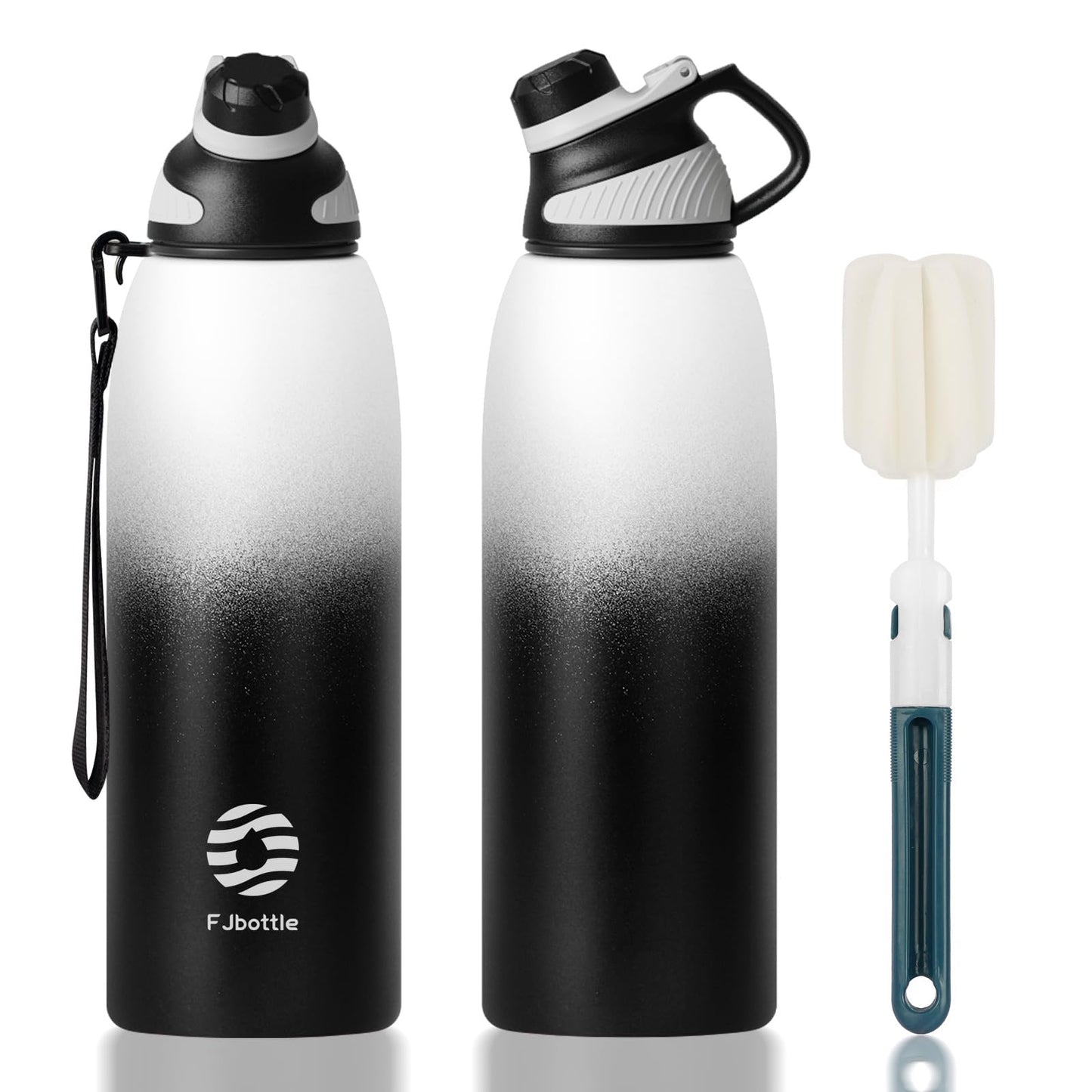 Fjbottle Edelstahl Trinkflasche Sport mit Magnetischem Deckel 1L, 800ml, 600ml, 400ml BPA-Frei Auslaufsichere Kinder Flasche - Kohlensäure geeignet 1500ML Wasserflasche Thermo für Schule, Fitness