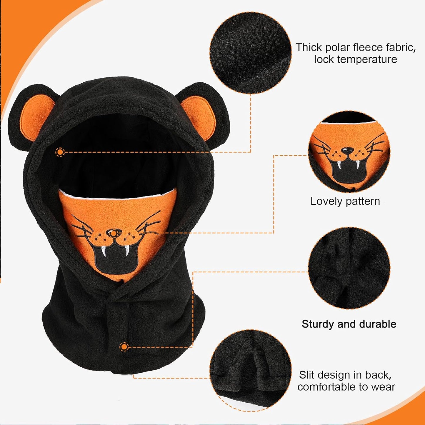 Children's Winter Thermal Fleece Balaclava 4-12 Years, Multifunctional Windproof Adjustable Face Mask, Ski Mask, Warm Hat, Balaclava, Neck Warmer Scarf for Boys and Girls, Outdoor Activities