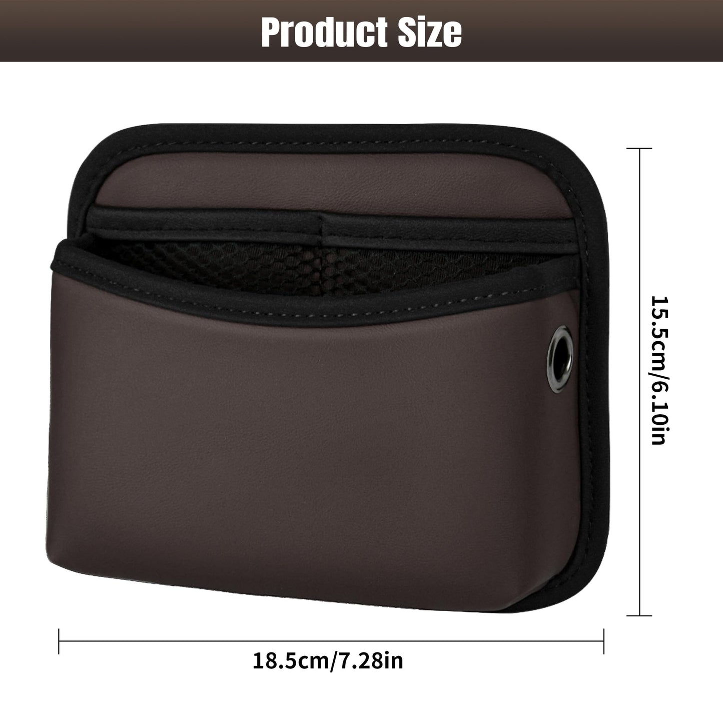 PU Leather Car Side Bag Organiser, Universal Car Bag Mobile Phone Holder for Car, Car Seat Gap Filler Storage Accessories Organiser for Car Door, Console (Black)