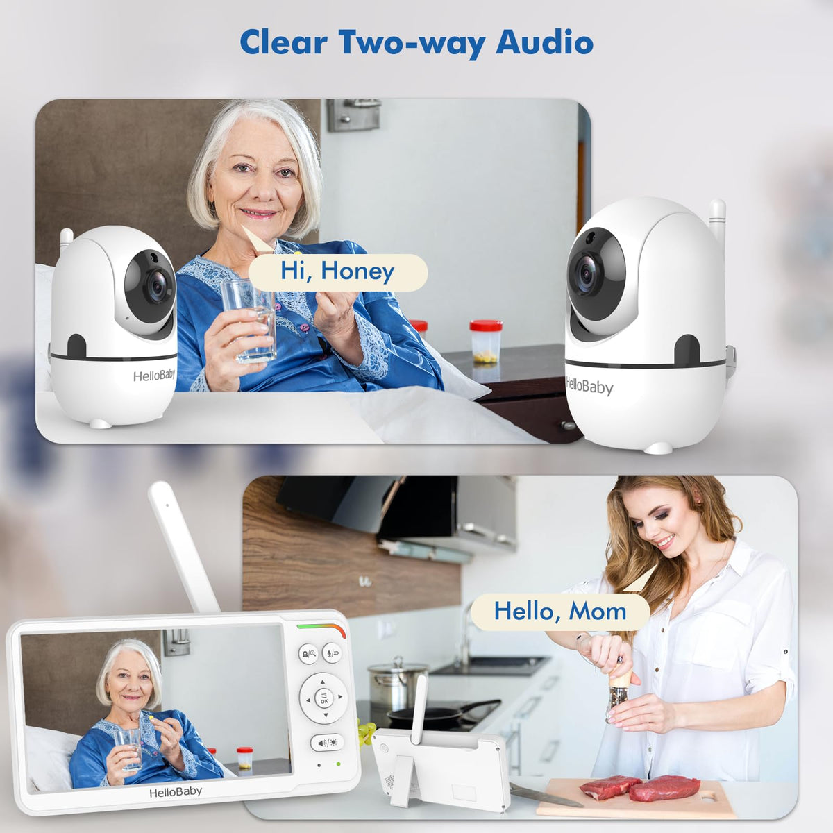 HelloBaby Babyphone mit Kamera, Kein WLAN, 5" IPS, HB6550, 3500 mAh