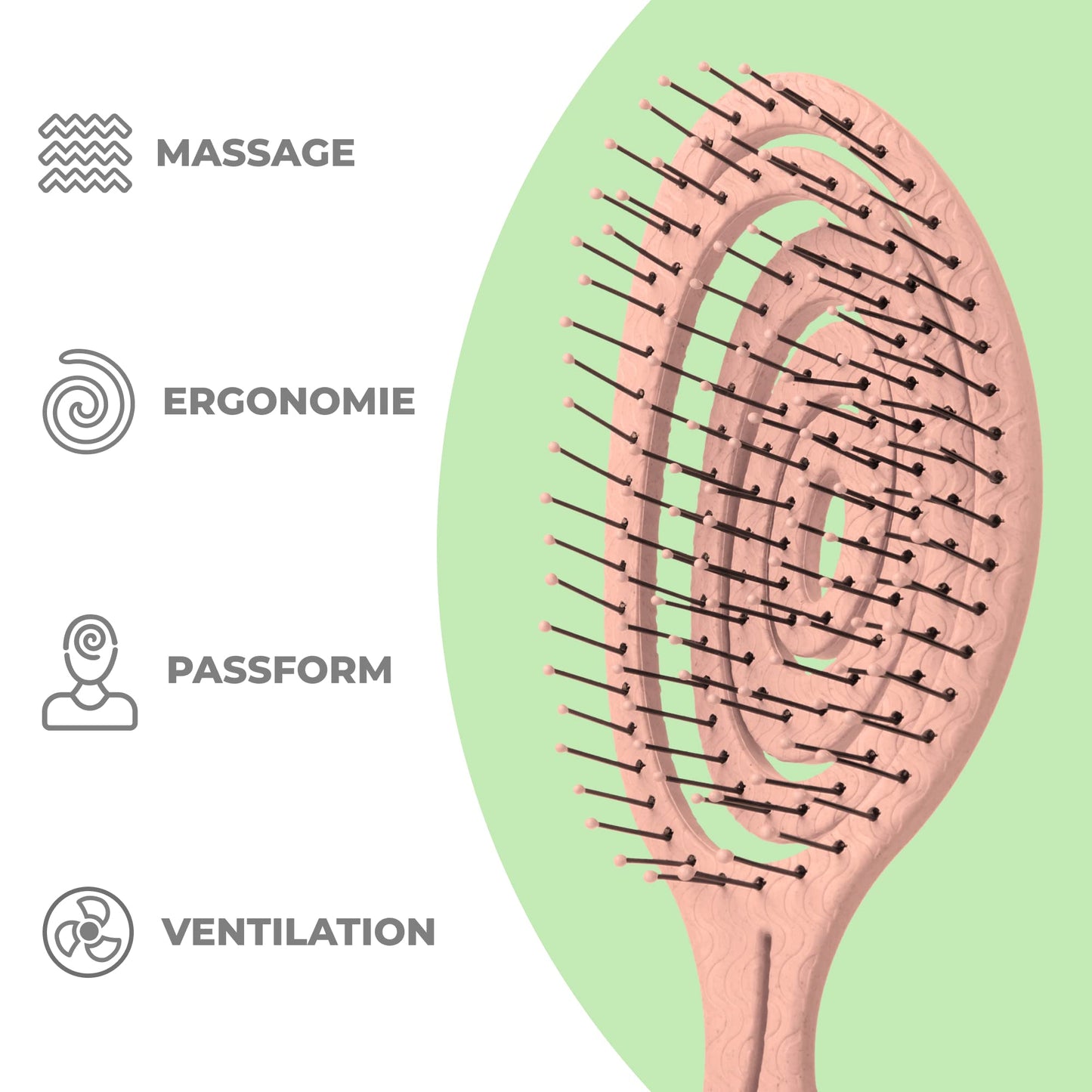 Ninabella Haarbürste ohne Ziepen für Damen, Herren & Kinder - Entwirrbürste auch für Locken & Lange Haare - Einzigartige Profi Detangler-Bürste mit Spiralfeder - Schwarz