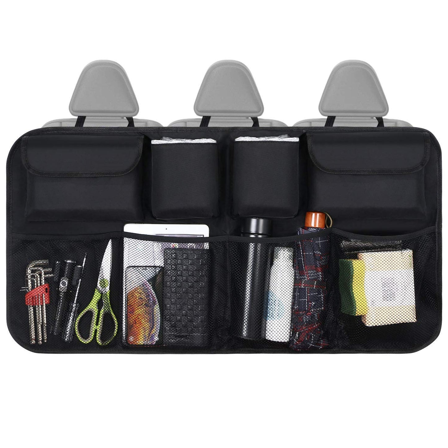 URAQT Car Boot Organiser Car Storage Bag Car Boot Bag Waterproof Bags for Car with Strong Elastic Magic Wand Structure for SUV Black