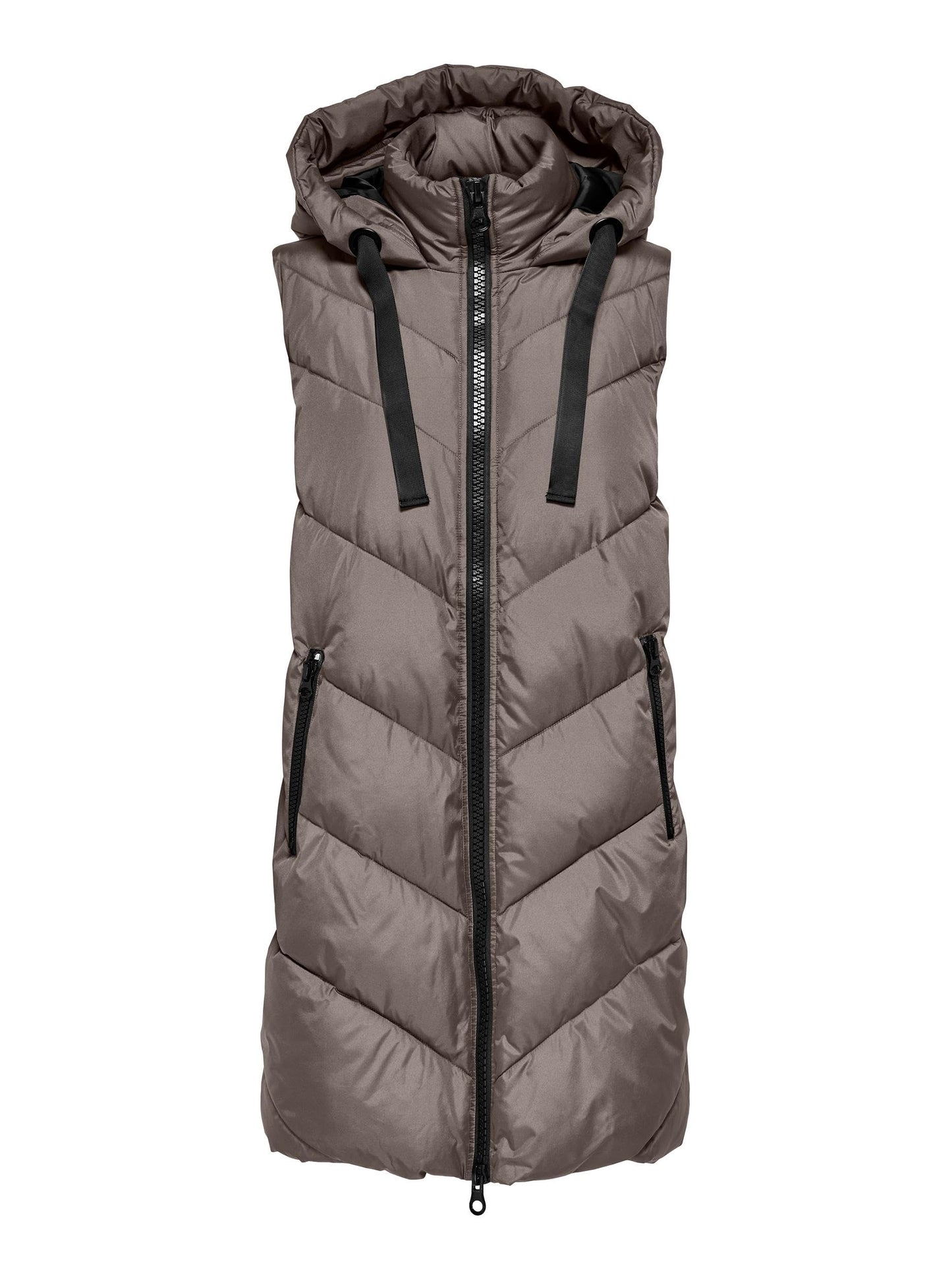 JDY JDYSkylar Women's 3/4 Length Quilted Vest Padded Hood Waistcoat with Hood