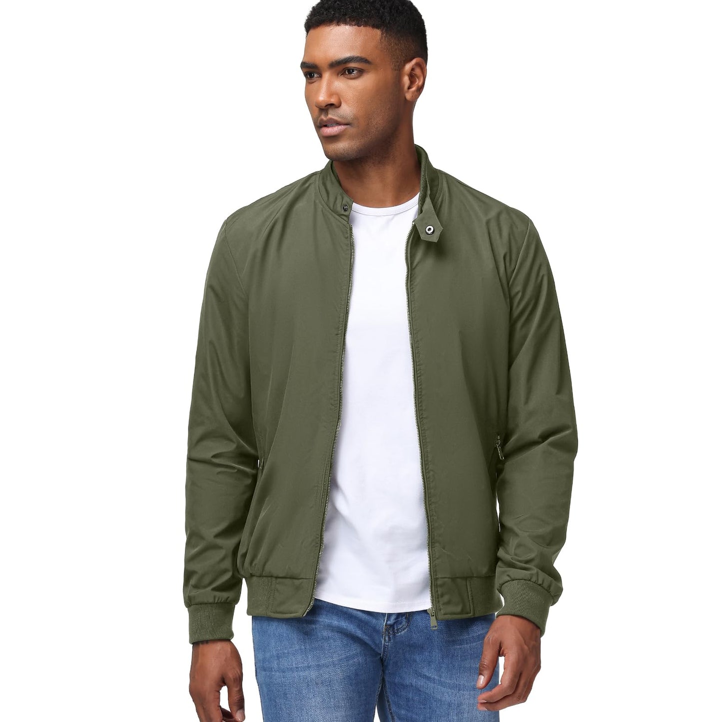 HOTIAN Herren Jacke Leichte Windbreaker Bomberjacke mit Stehkragen Jacke Übergangsjacke Freizeit jacke mit Reißverschlusstaschen