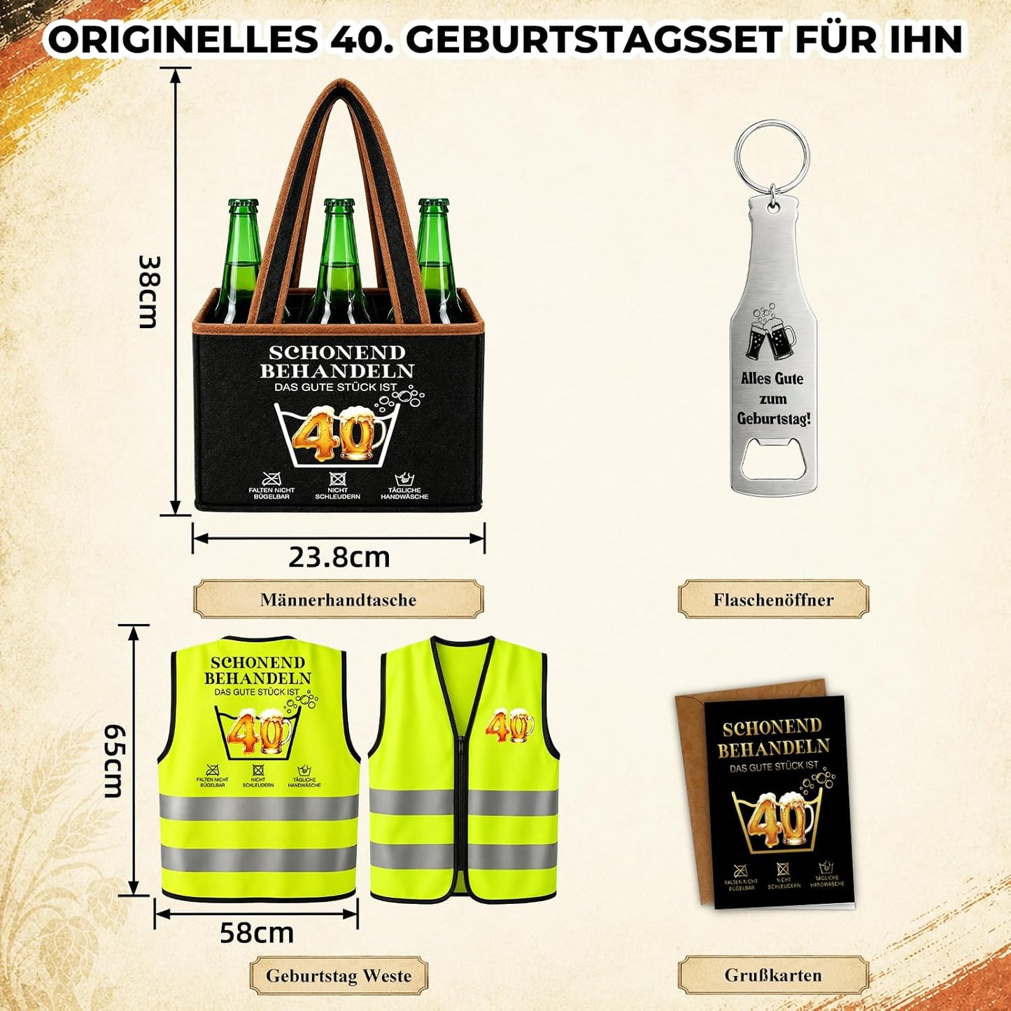 WenmthG Lustige Geschenke zum 30 40 50 60 Geburtstag Mann, Bier Geschenkset