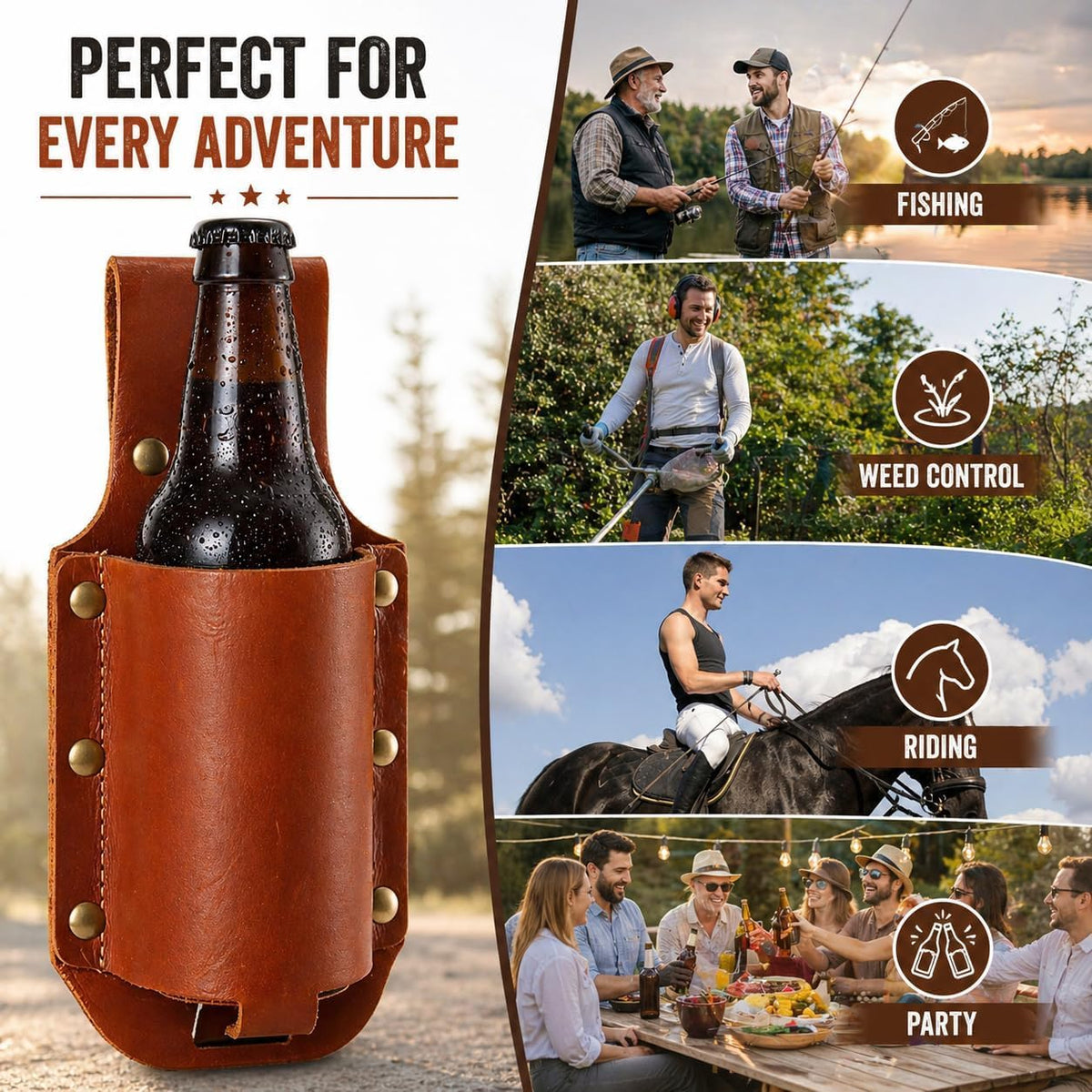 Leder Biergürtel Bierhalter Bierholster,Lustige Bier Geschenke für Männer Bruder Herren Geburtstag Vatertag Weihnachten Biertrinker/Liebhaber.Cowboy Kostüm Herren Bierzubehör Männergeschenke