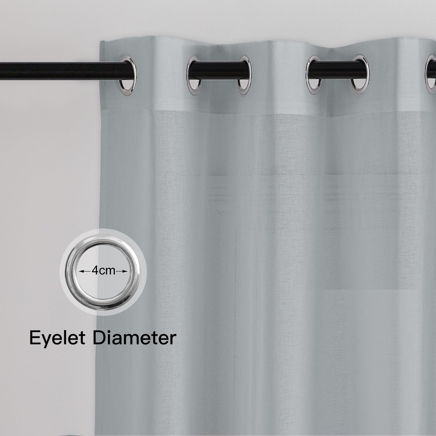 PONY DANCE Voile Gardinen Weiss Transparent Ösenvorhang 2er Set H 160 x B 140 cm Wohnzimmer Gardinen Kurz Durchlässige Vorhänge Weiß Vorhang Leinenoptik Schlafzimmer