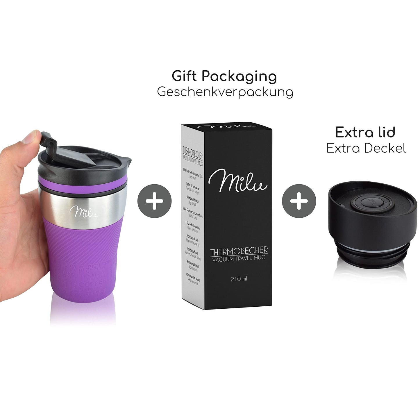 Milu Thermobecher Isolierbecher Kaffeebecher to go - 210ml 100% Auslaufsicher - Trinkbecher aus Edelstahl - Autobecher doppelwand Isolierung - Thermo Becher - Travel Mug (Rot)