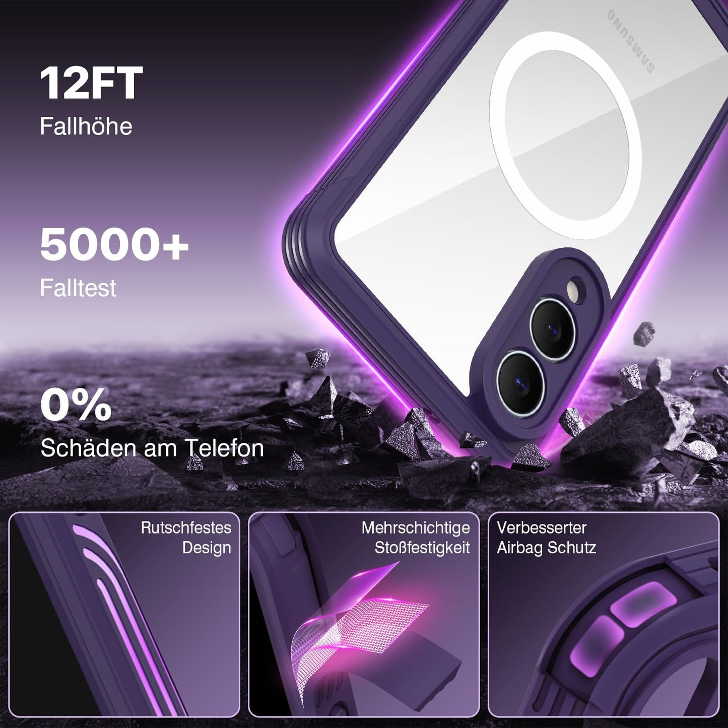 CENHUFO Privacy Screen Case for Samsung Galaxy S25 Ultra, Magnetic Mobile Phone Case with Built-in Privacy Tempered Glass Screen Protector and Camera Protection, 360 Degree Protective Case, Shockproof