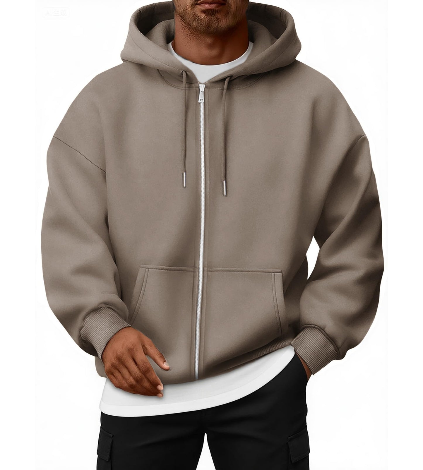 Oyamiki Hoodie Herren Langarm Kapuzenjacke Reißverschluss Sweatjacke Fleece Kapuzenpullover Lässige Kapuze Jacke Sweatshirt Pullover mit Taschen
