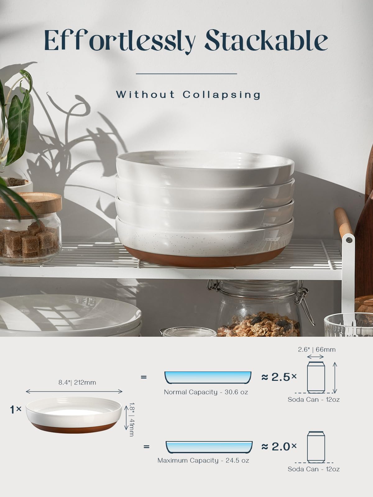 DOWAN Steingut Dessert Teller Set,Tellerset Keramik-6 Personen,21cm Speiseteller Porzellan,Essteller,Steinzeug Geschirrteller,Flache Frühstückstelle teller para Salat,Pasta,Vanille-Weiß