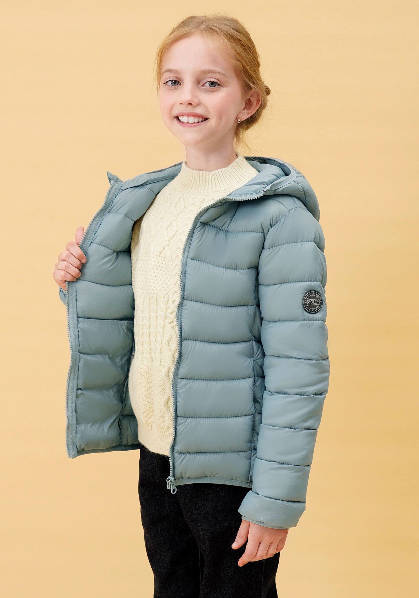 SOLOCOTE Jungen Wintermäntel Leichtgewichtige Wasserabweisende Winddichte Packbare Kapuzen Daunen Wie Wattierung Jacke