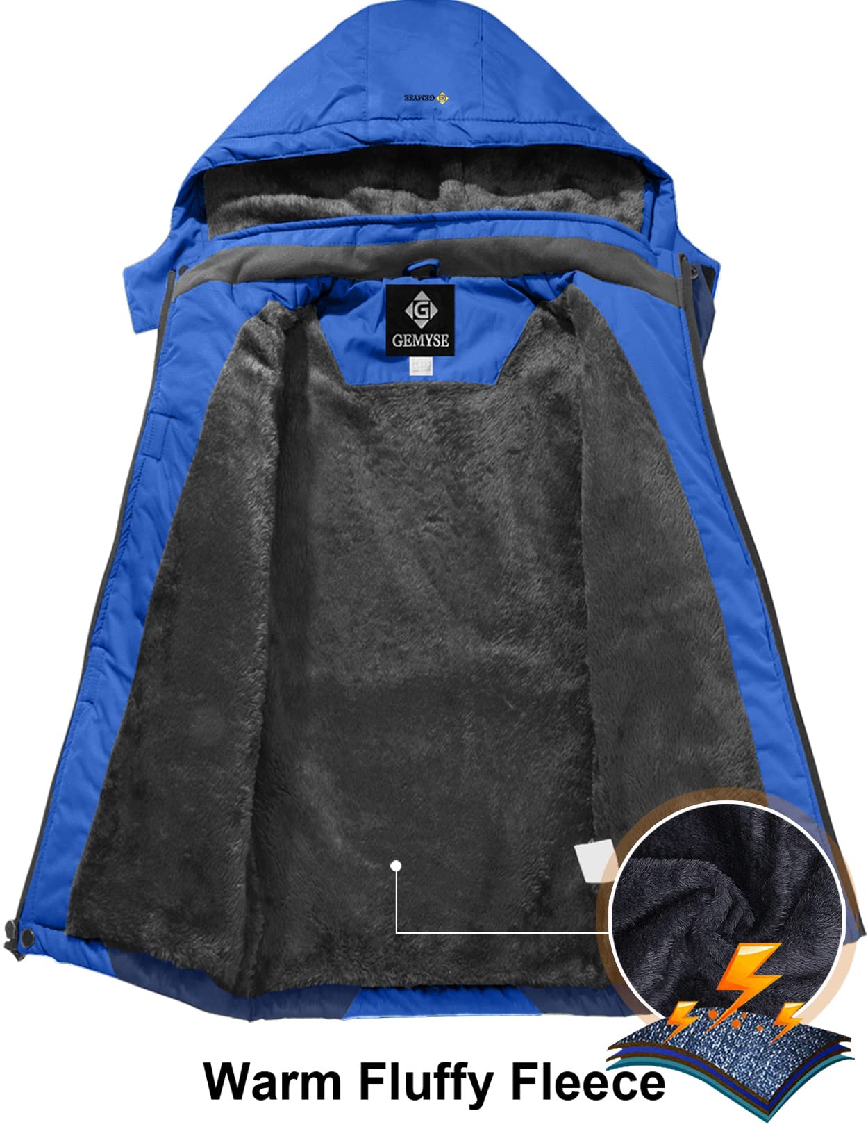Gemyse Boys' Waterproof Ski Jacket, Windproof Fleece Jacket, Outdoor Winter Jacket, Rain Jacket with Hood