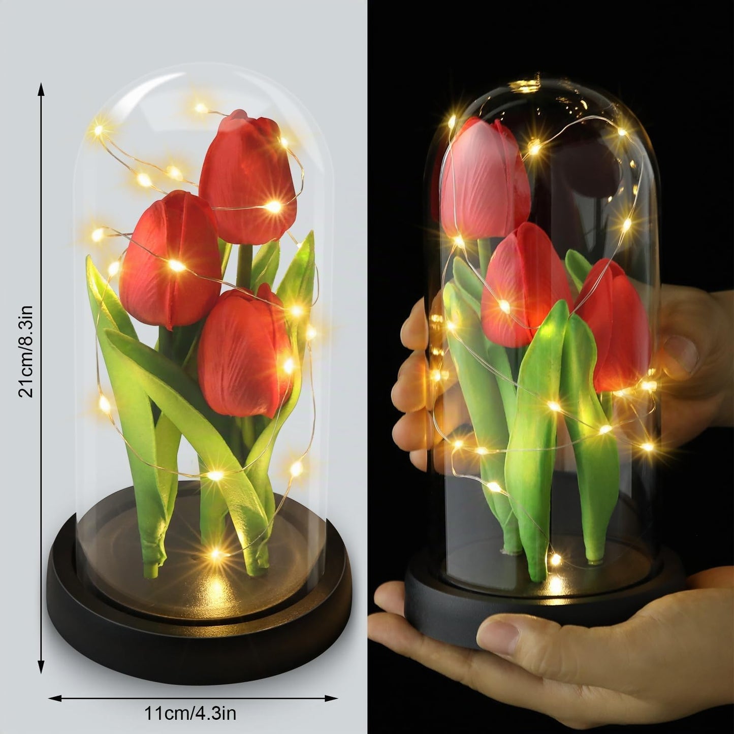 Touloube Geschenke Für Frauen, Galaxy Rose Blume Geschenk, Infinity Rose in Glaskuppel, LED-Lichterkette auf der Kristallrose, Geschenk für Frauen,Hochzeit,Muttertag,Jahrestag und Geburtstag