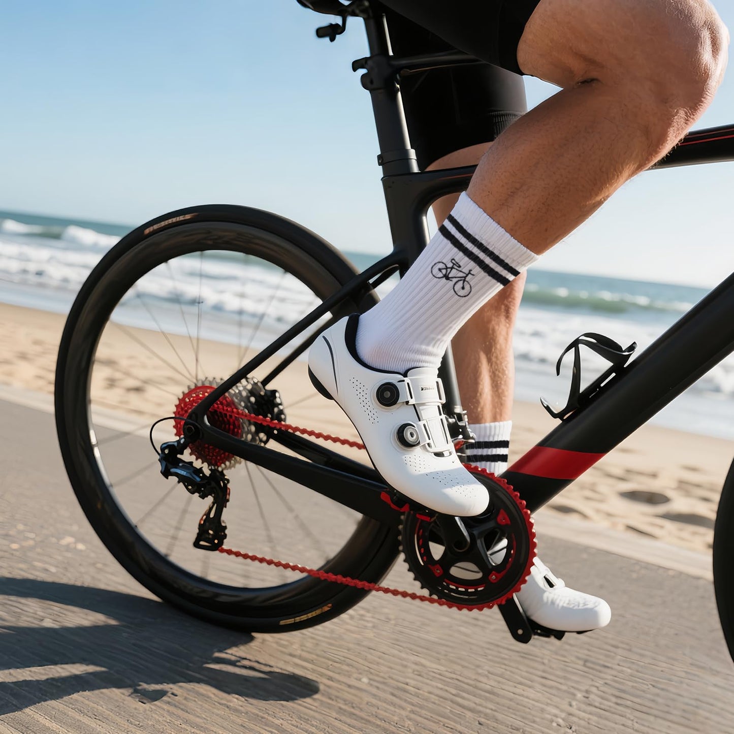 HUKUMA Rennrad Socken,35-46 Fahrradsocken Herren,Fahrrad Geschenk für Herren Damen,Rennrad Zubehör,Fahrradfahrer Tennissocken Accessoires,Lustiges Geschenk für Geburtstag Männer und Frauen