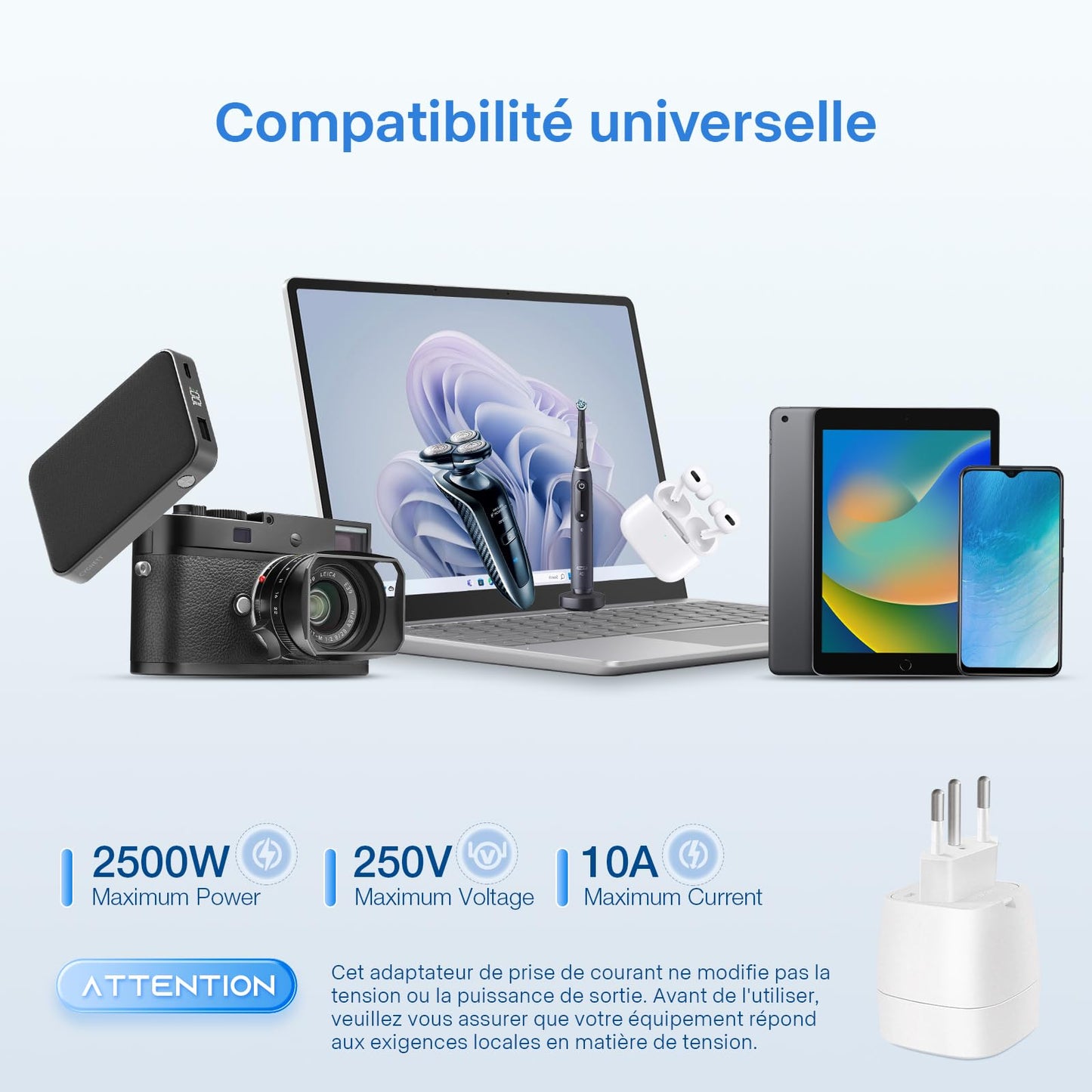 Reiseadapter USA 2Stück，USA Adapter Steckdose Deutschland Plug ，Adapter USA Deutschland Stecker für EU zu Amerika/Kanada/Mexiko/Thailand usw,Typ B Reisestecker Stromadapter,Weiß