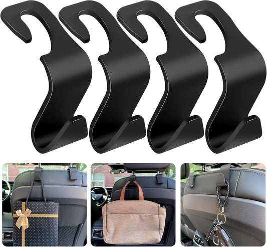 Pack of 4 Car Storage Hooks, Car Plastic Hooks, Back Seat Headrest Hooks, Storage Hooks for Car Seat, Back Seat Hooks, Headrest Hangers, Handbag Holders, Bag Hooks