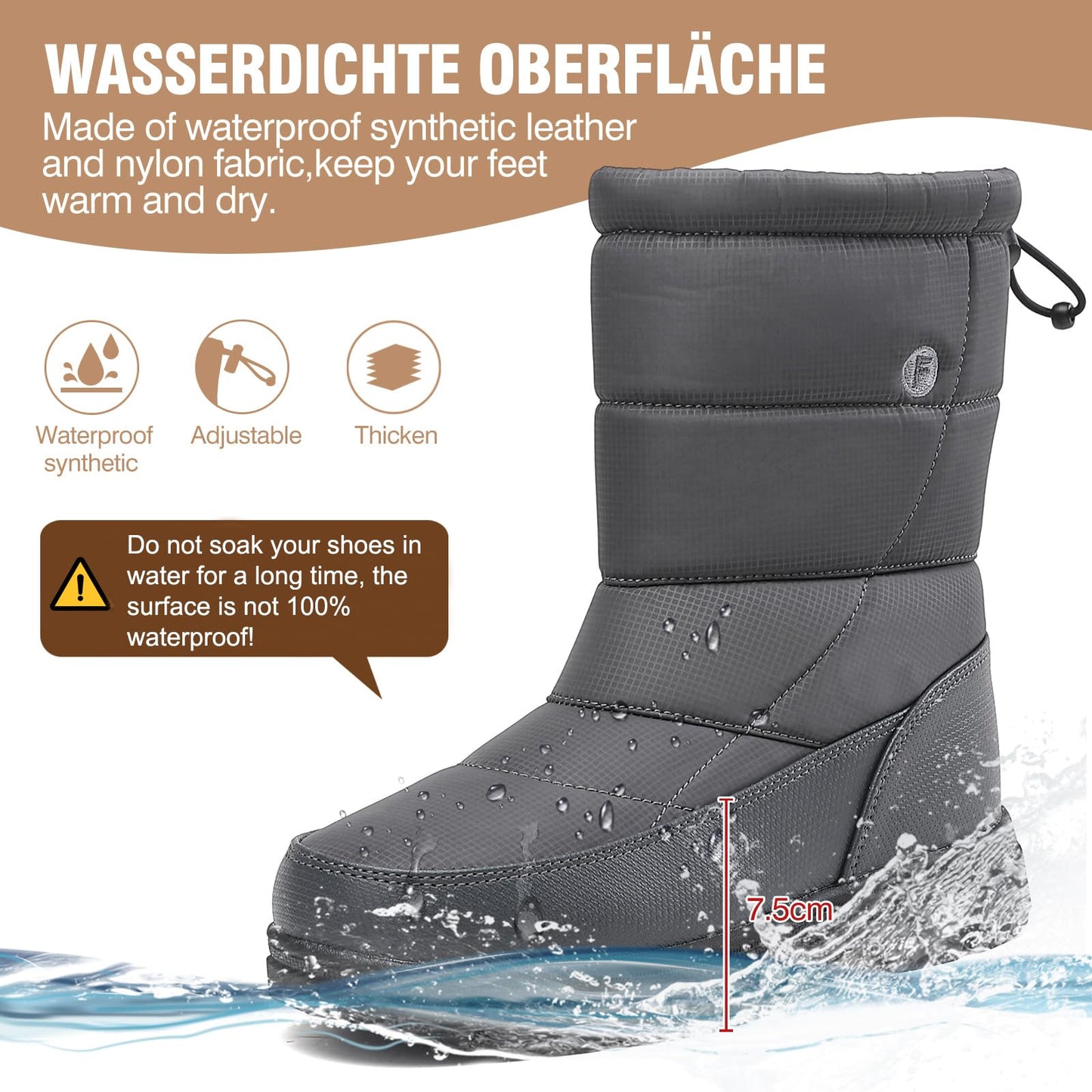BARFULKER Winterschuhe Herren Damen Winterstiefel Outdoor Warm Gefüttert Schneestiefel,Gr.36-46 EU