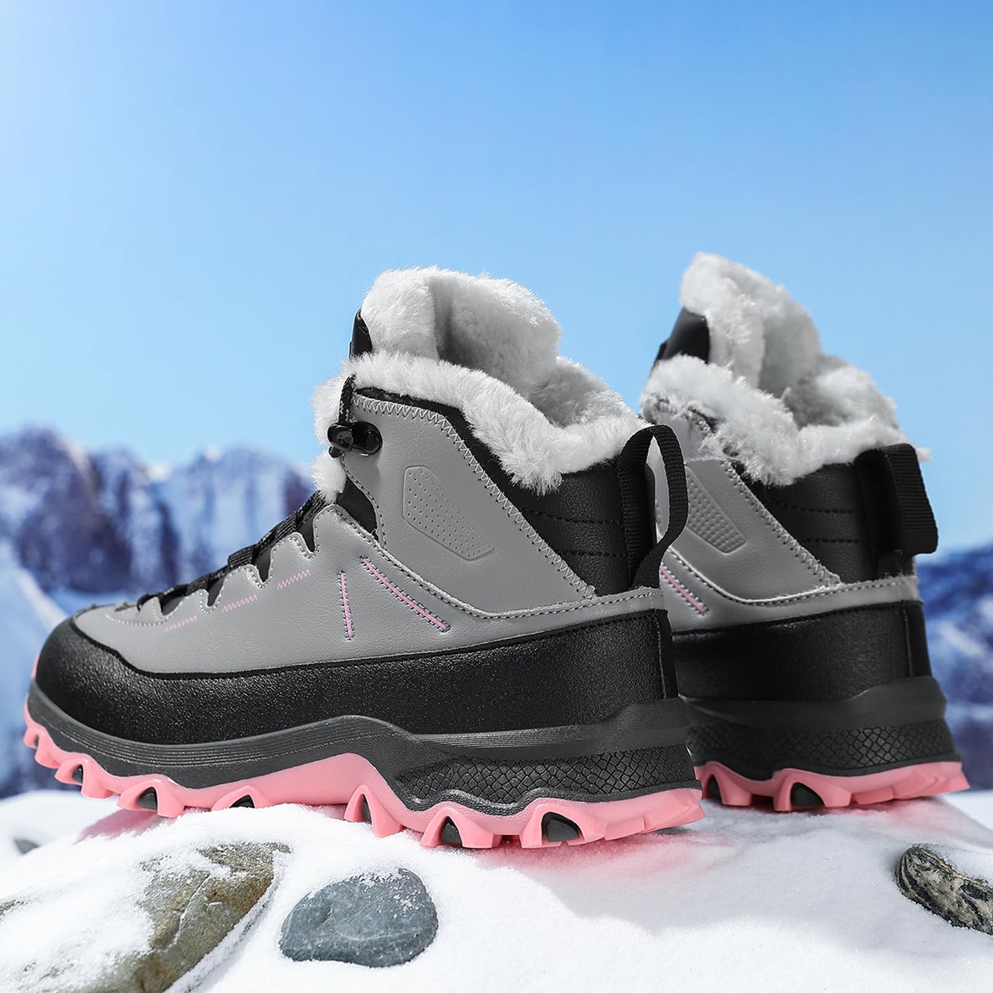 Children's Winter Boots Warm Lined Snow Boots Comfortable Waterproof Boys Girls Non-Slip Hiking Shoes Winter Shoes Size 29-38
