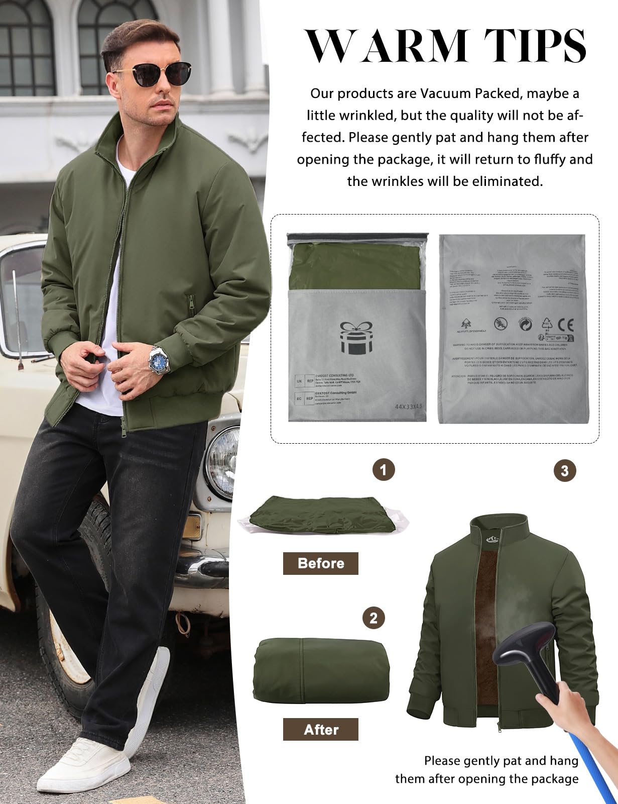 Lonya Men's Fleece Winter Windproof Bomber Jacket Full Zip Transition Jacket Flight Jacket Autumn Warm Padded Stand-Up Collar Coats Jackets