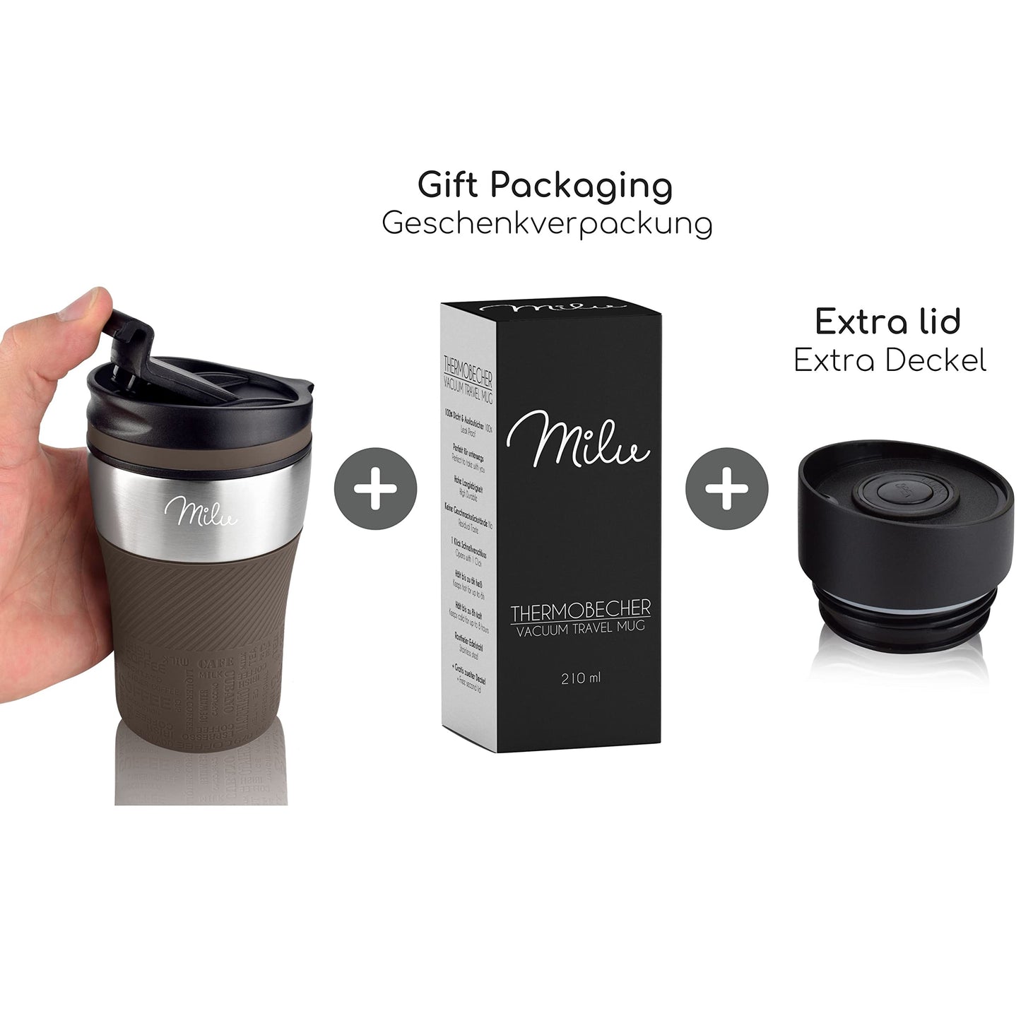 Milu Thermobecher Isolierbecher Kaffeebecher to go - 210ml 100% Auslaufsicher - Trinkbecher aus Edelstahl - Autobecher doppelwand Isolierung - Thermo Becher - Travel Mug (Rot)