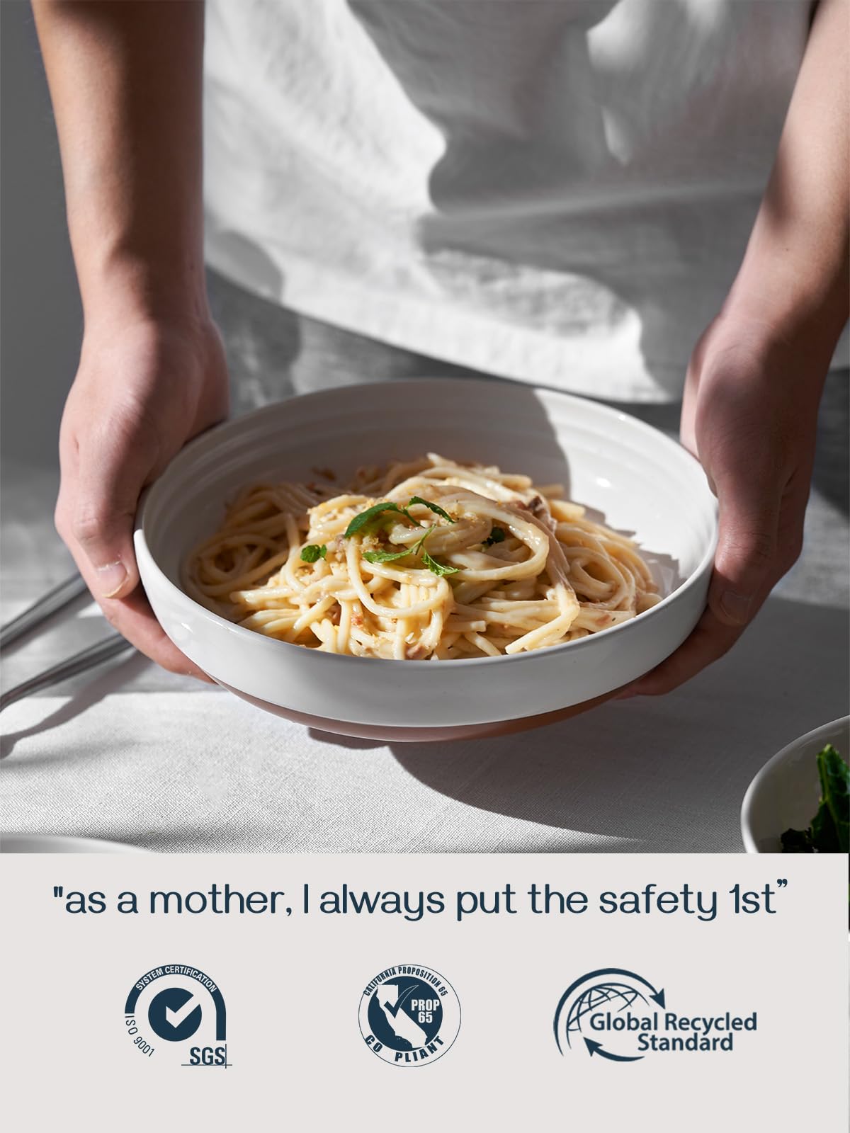 DOWAN Steingut Dessert Teller Set,Tellerset Keramik-6 Personen,21cm Speiseteller Porzellan,Essteller,Steinzeug Geschirrteller,Flache Frühstückstelle teller para Salat,Pasta,Vanille-Weiß