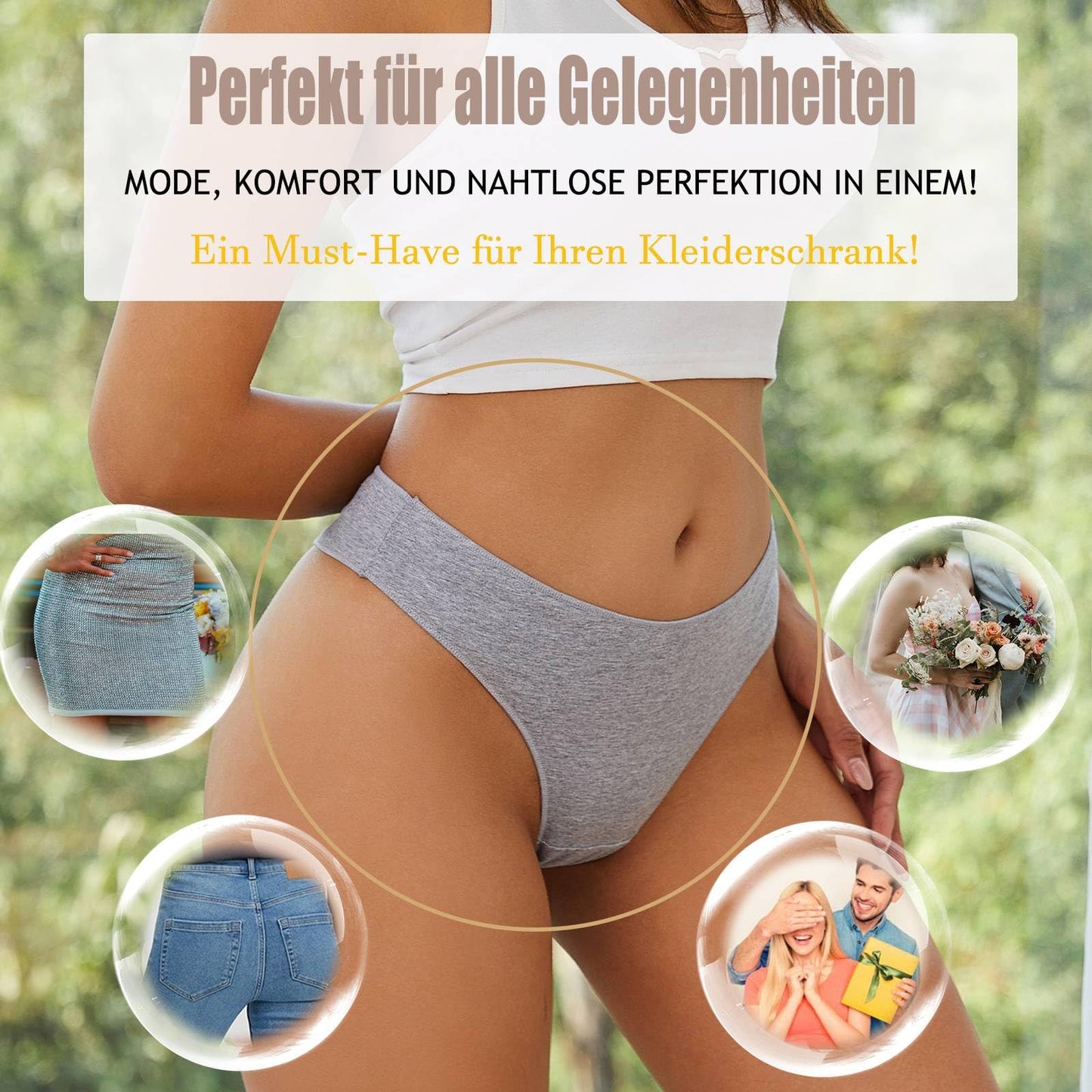BeReady String Tanga Damen Baumwolle Sexy Unterwäsche Frauen Set Unterhosen Damen Slips Mehrpack Atmungsaktiv Thong Bikini Pantys 6 Pack