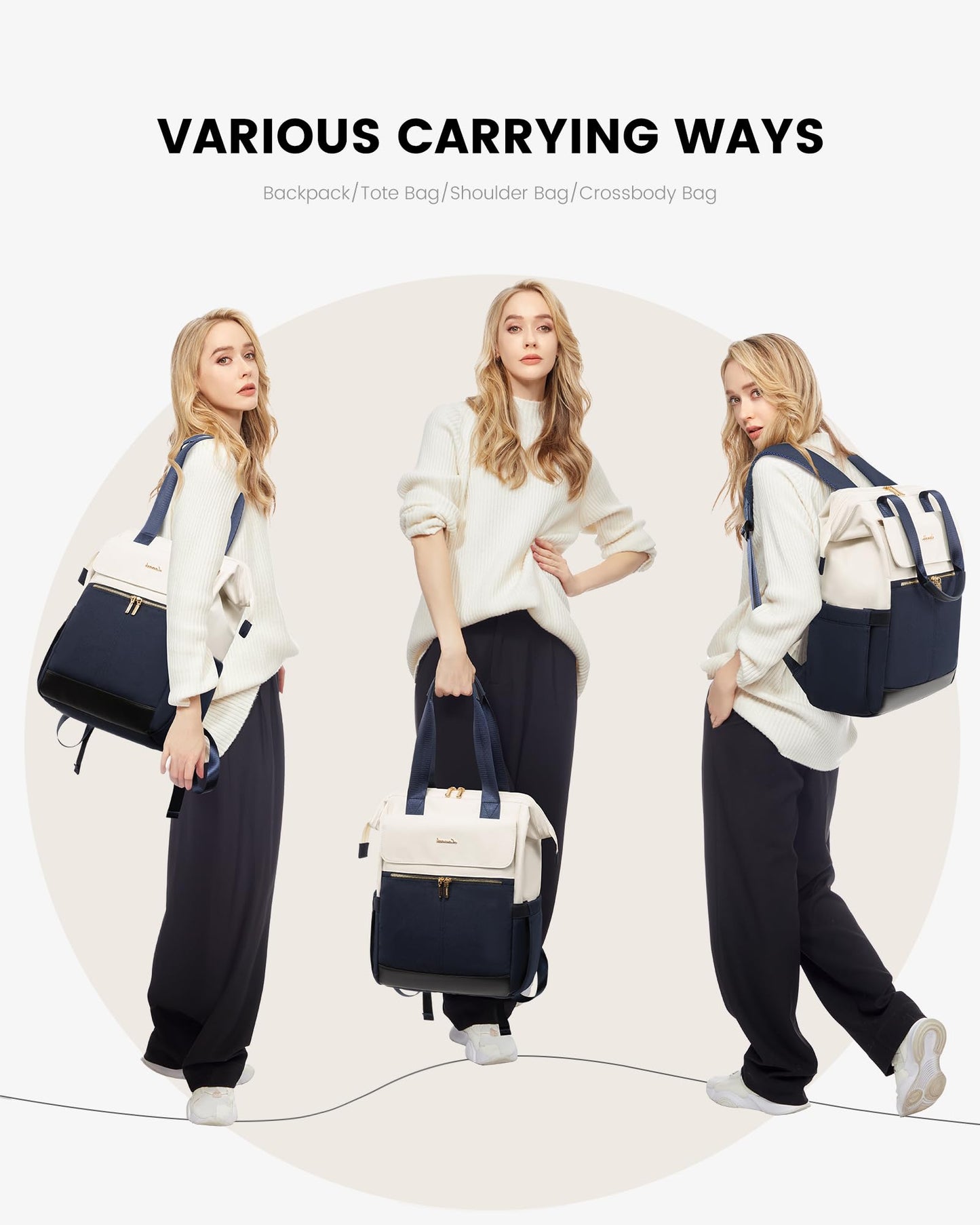 LOVEVOOK Rucksack Damen, Laptop Schulrucksack Wasserdicht, Schultasche Teenager Backpack Women Elegant Tagesrucksäcke Handtasche 2 in 1, 15,6 Zoll Arbeitstasche Lehrertasche Reiserucksack für Uni Büro