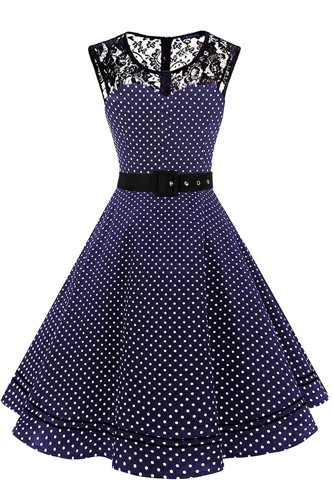 AXOE Damen Rockabilly Kleid 50er Jahre Vintage Festlich Elegant