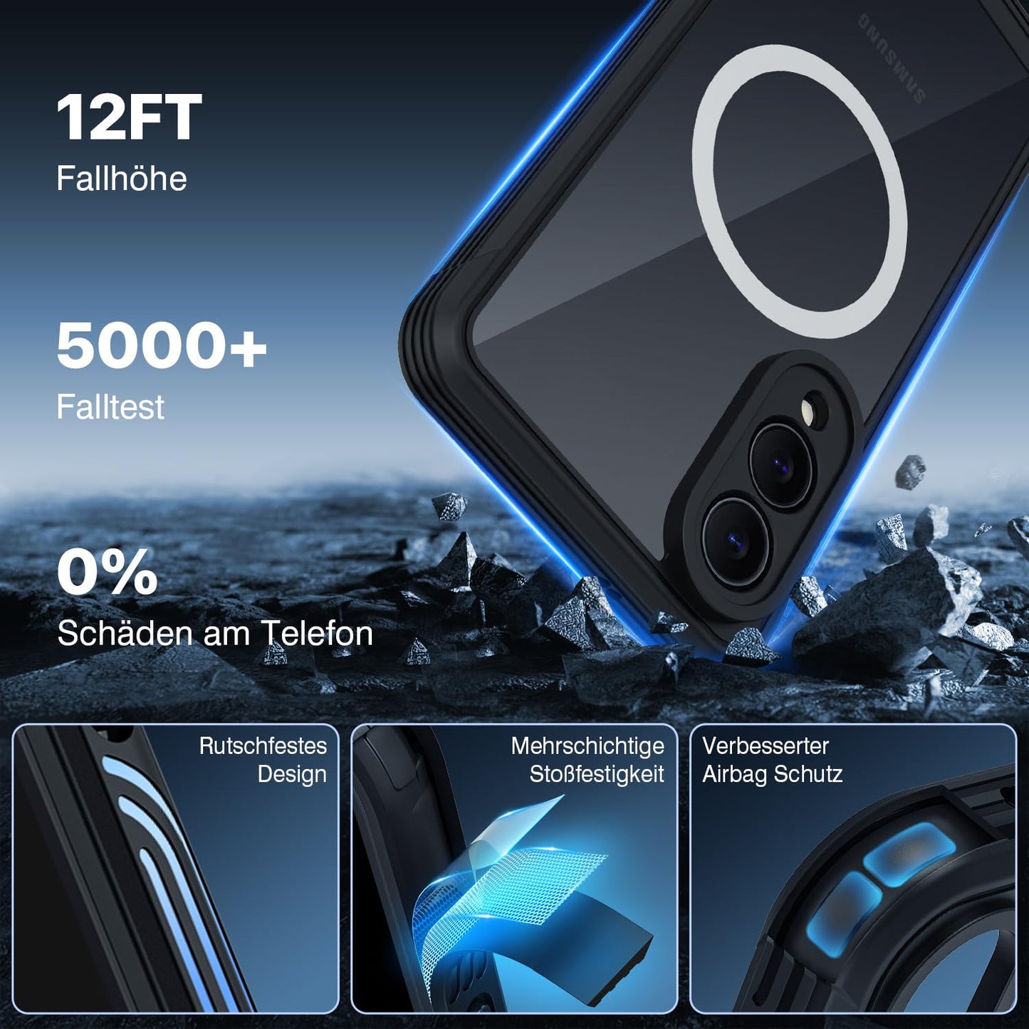 CENHUFO Privacy Screen Case for Samsung Galaxy S25 Ultra, Magnetic Mobile Phone Case with Built-in Privacy Tempered Glass Screen Protector and Camera Protection, 360 Degree Protective Case, Shockproof