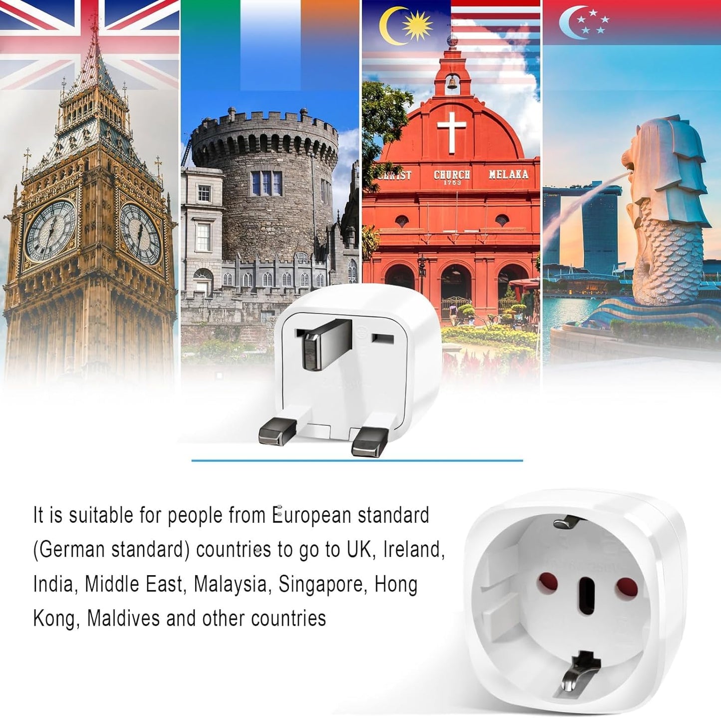 Reiseadapter USA 2Stück，USA Adapter Steckdose Deutschland Plug ，Adapter USA Deutschland Stecker für EU zu Amerika/Kanada/Mexiko/Thailand usw,Typ B Reisestecker Stromadapter,Weiß
