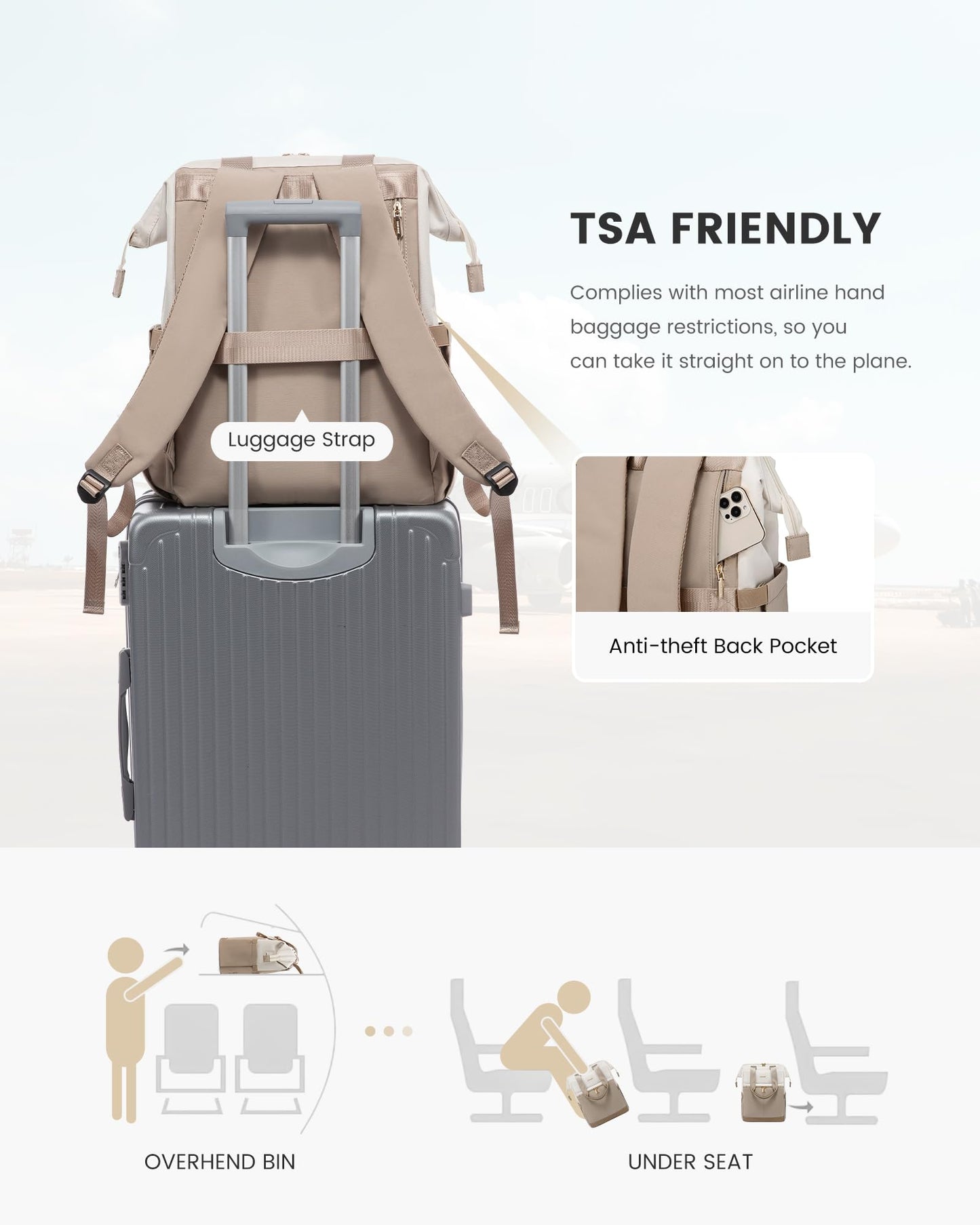 LOVEVOOK Rucksack Damen, Laptop Schulrucksack Wasserdicht, Schultasche Teenager Backpack Women Elegant Tagesrucksäcke Handtasche 2 in 1, 15,6 Zoll Arbeitstasche Lehrertasche Reiserucksack für Uni Büro