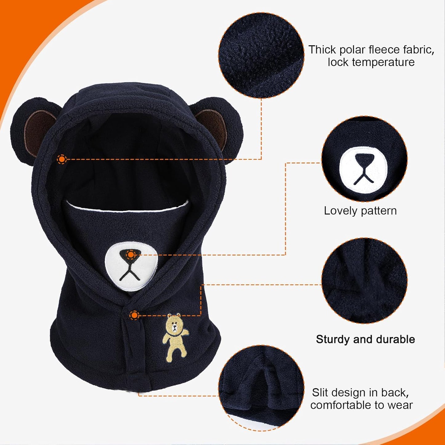 Children's Winter Thermal Fleece Balaclava 4-12 Years, Multifunctional Windproof Adjustable Face Mask, Ski Mask, Warm Hat, Balaclava, Neck Warmer Scarf for Boys and Girls, Outdoor Activities