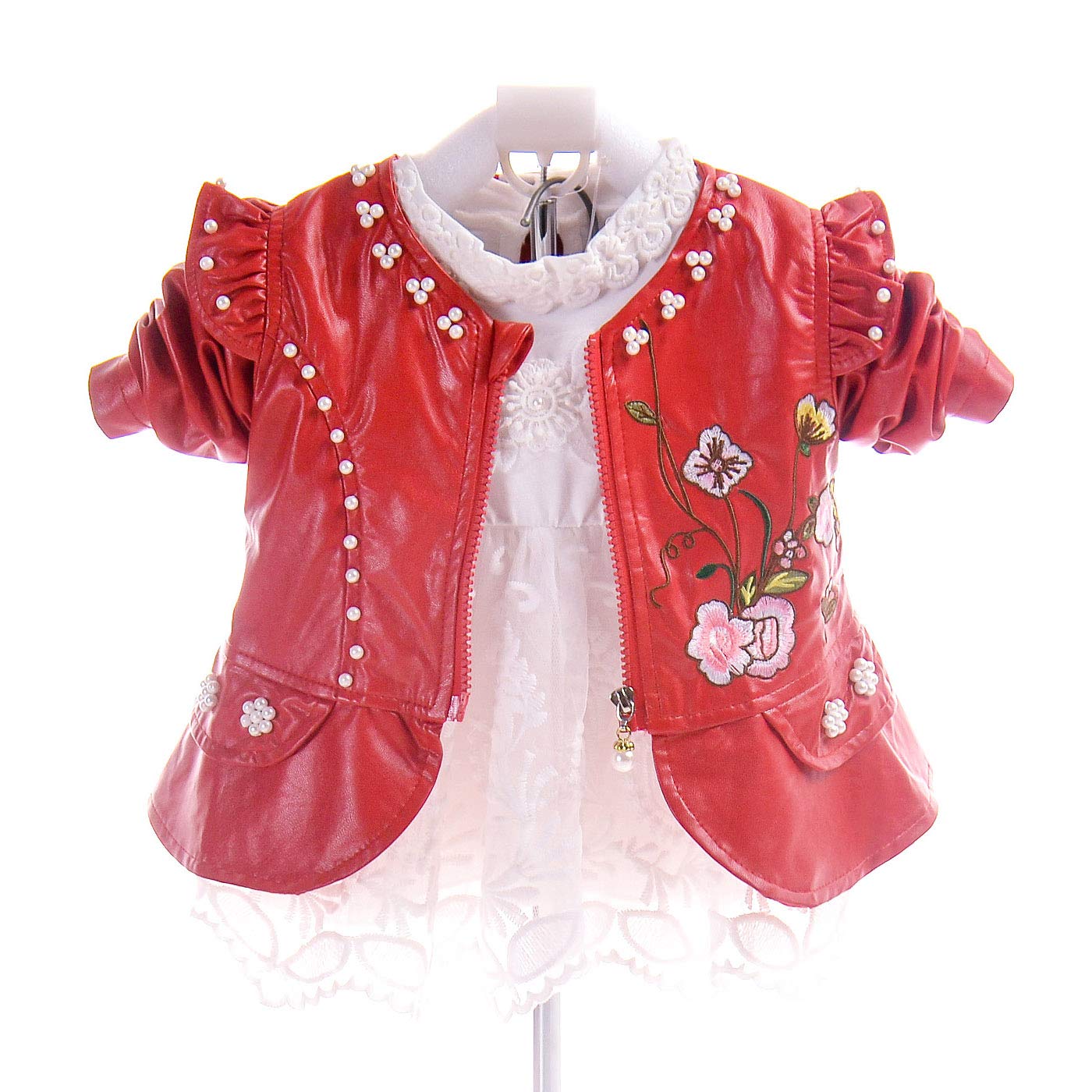 YYA 6M-4J Baby Mädchen Jeans 3-teiliger Anzug bestickter Spitzenrock Jeansjacke und Jeans