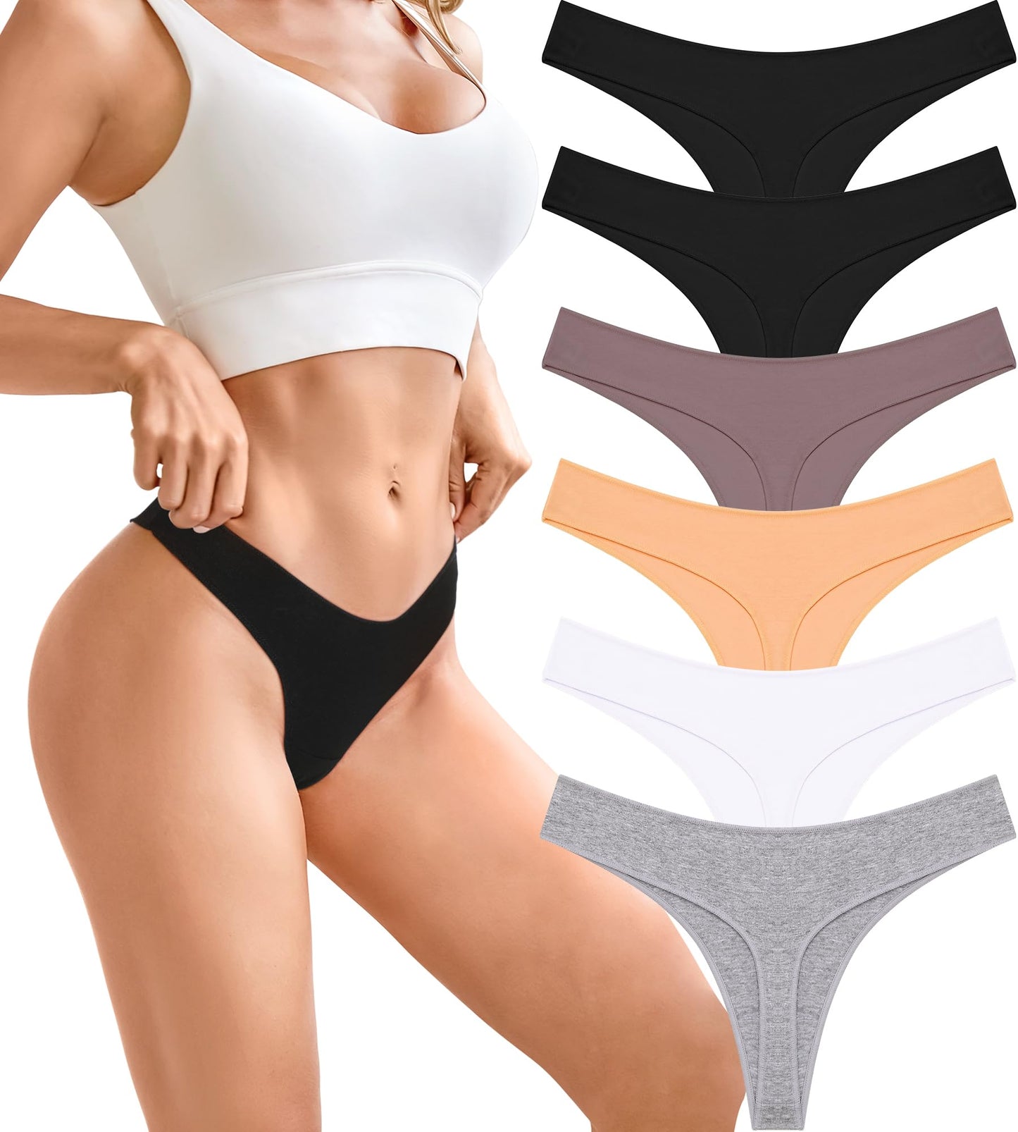 BeReady String Tanga Damen Baumwolle Sexy Unterwäsche Frauen Set Unterhosen Damen Slips Mehrpack Atmungsaktiv Thong Bikini Pantys 6 Pack