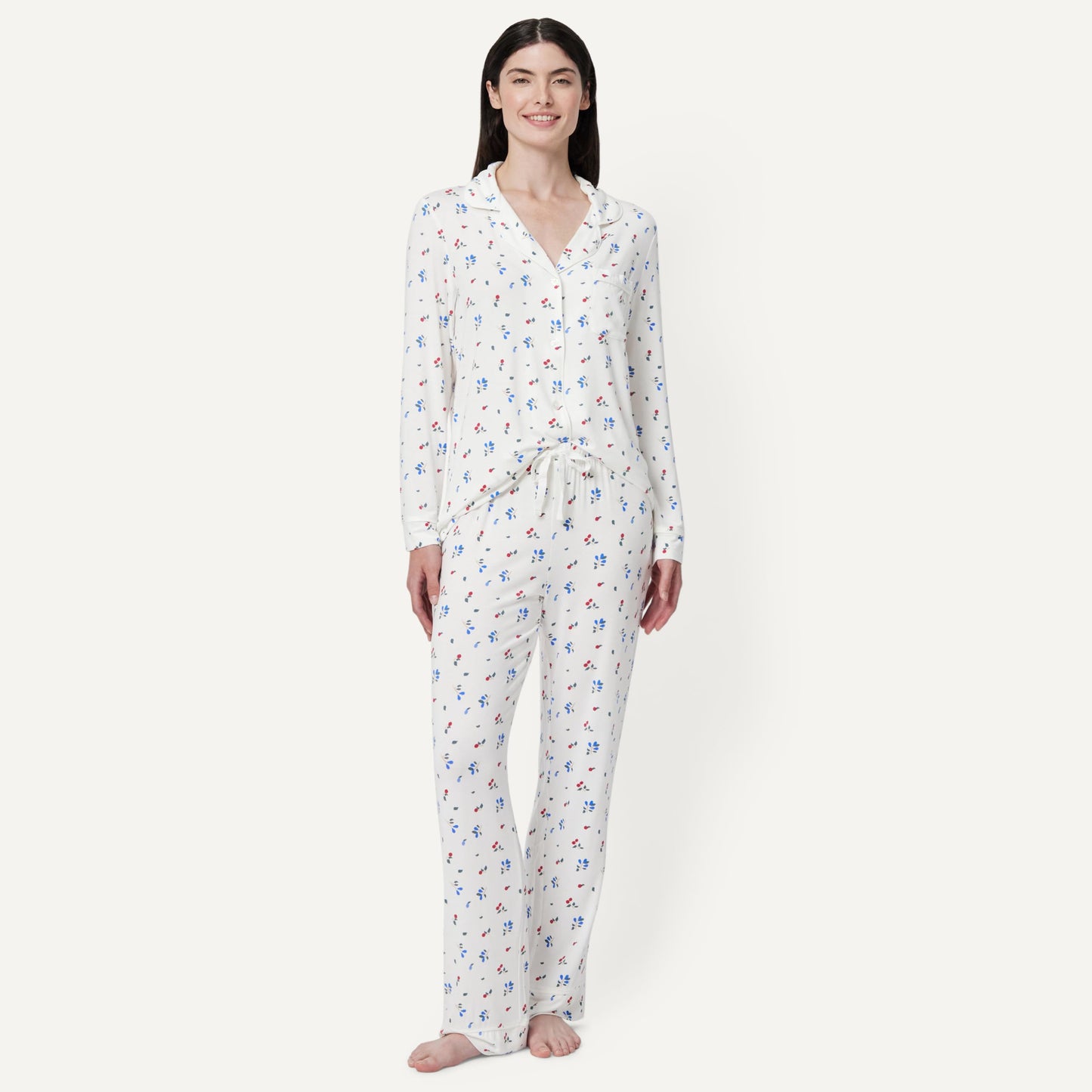Amazon Essentials x Sofia Grainge Damen Pyjama-Set aus elastischer Modalfaser mit Langen Ärmeln und bodenlangem Unterteil