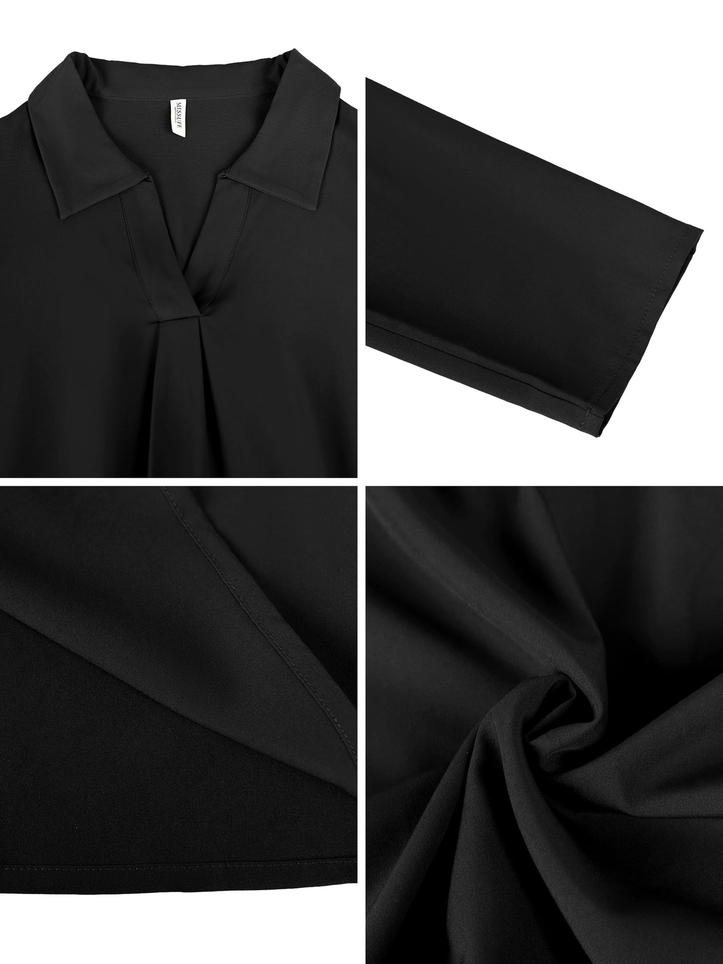 Missufe Damen Freizeit Blusenkleid Tunika Hemdkleid 3/4 Ärmel Locker Shirt Kurzes Kleid