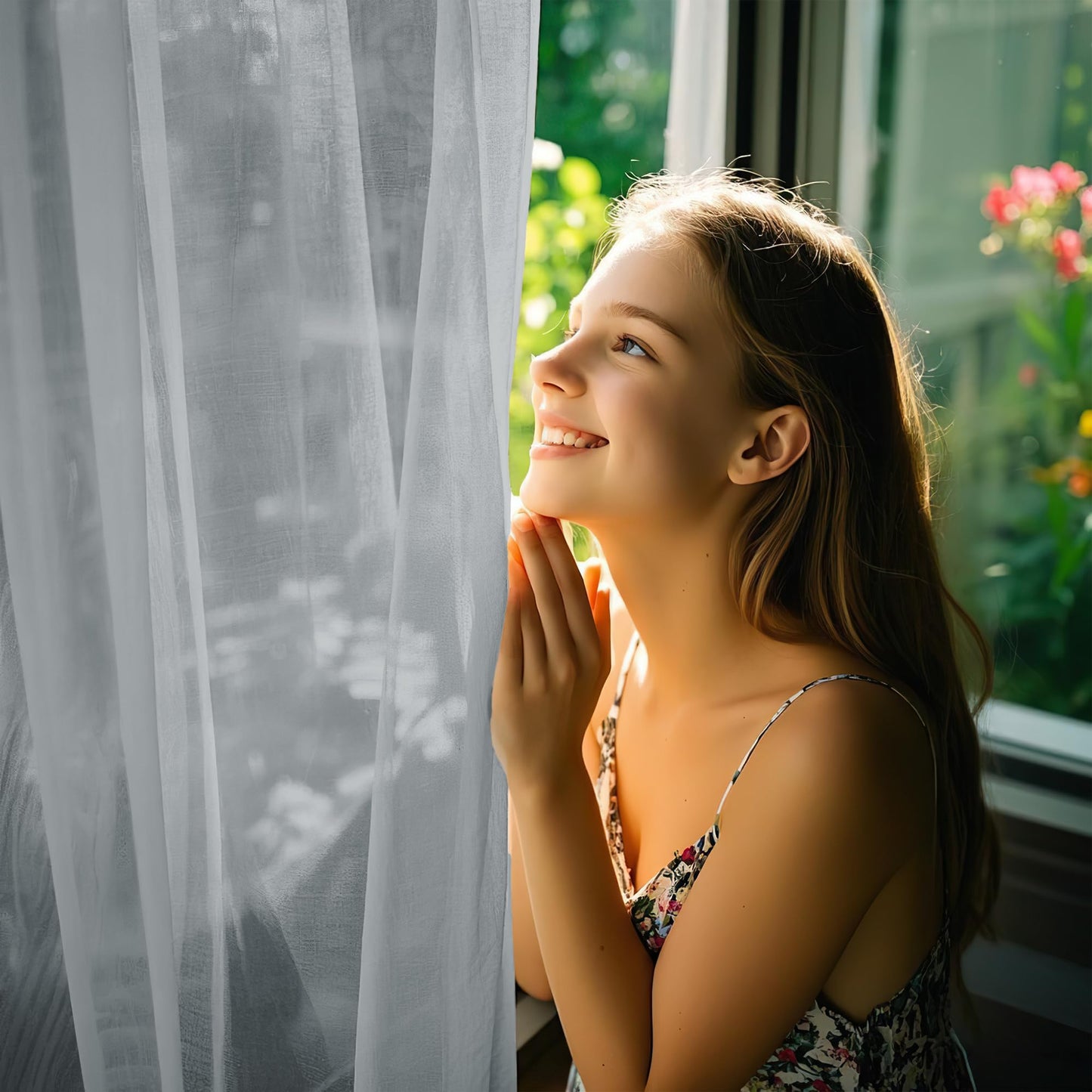 PONY DANCE Voile Gardinen Weiss Transparent Ösenvorhang 2er Set H 160 x B 140 cm Wohnzimmer Gardinen Kurz Durchlässige Vorhänge Weiß Vorhang Leinenoptik Schlafzimmer