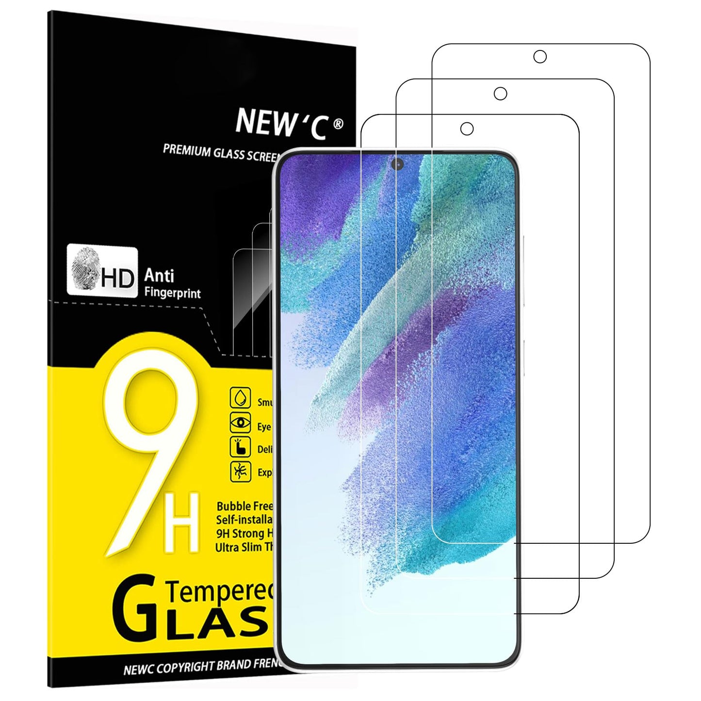 NEW'C Pack of 3 for Samsung Galaxy S25 Ultra Tempered Glass, Scratch Free, 9H Hardness, HD Screen Protector, Ultra Clear, Ultra Resistant