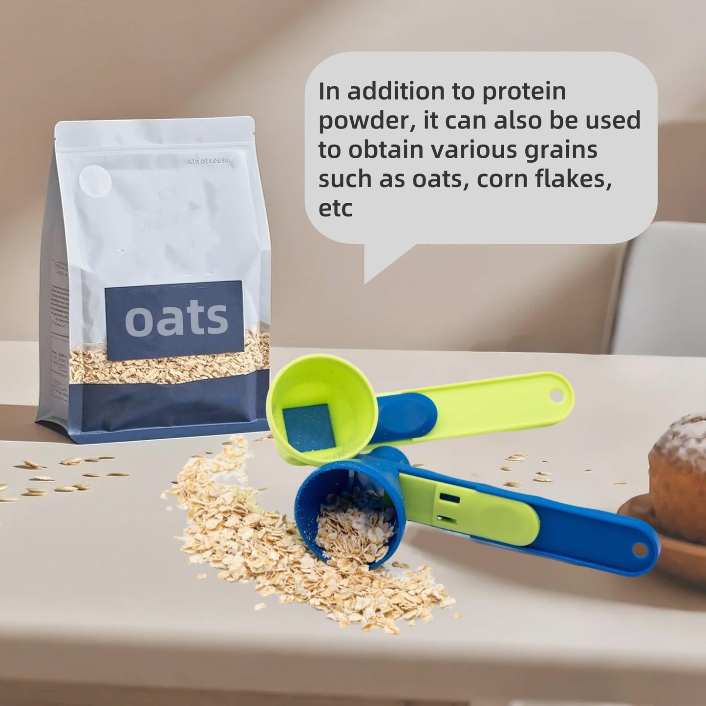 Kybelehoo 2 Stück Trichterschaufel Für Pulver,Trichter Scoop Gym Auslaufsicher,Schaufel verwandelt sich in einen Trichter mit Schiebeboden für Proteinpulver, Hafer, Kaffeepulver und andere Pulver