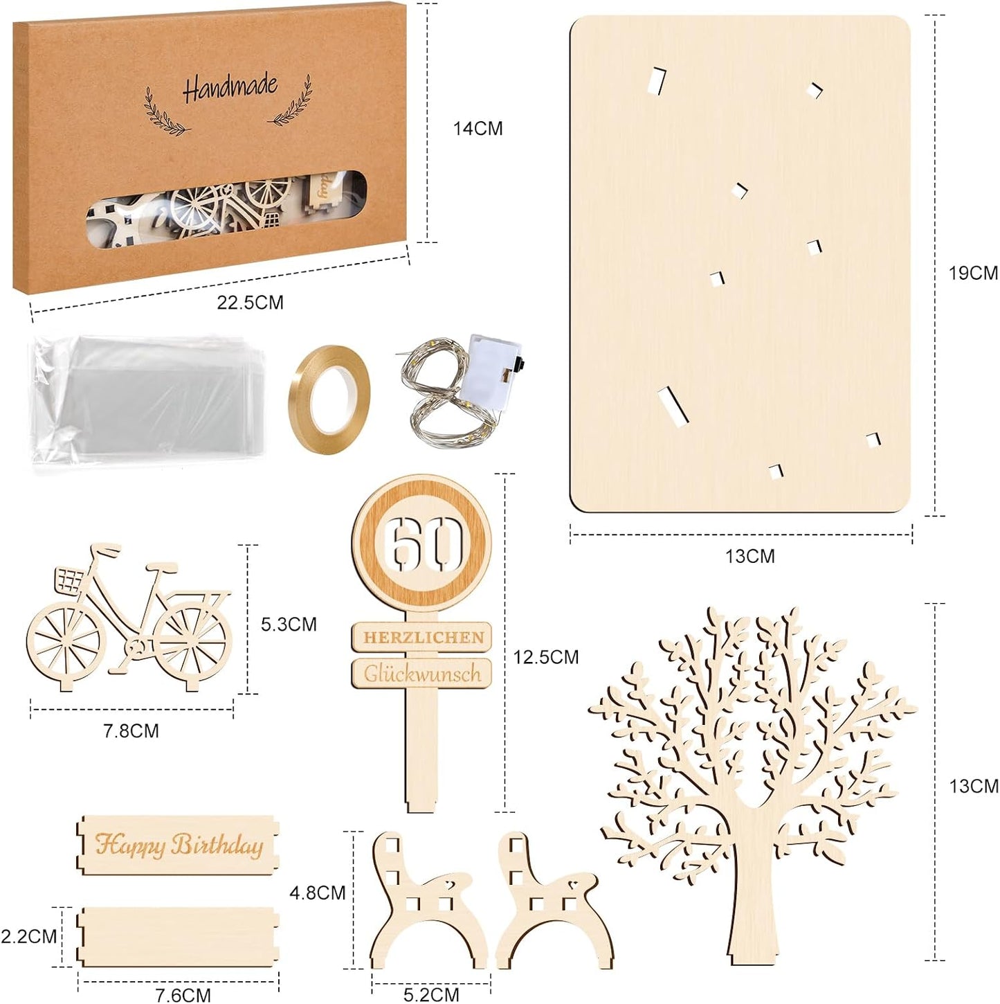 I LOVE MOM Geldgeschenk Geburtstag Holz, Fahrrad Geschenk, DIY Holz Schild Gästebuch Dreidimensionale Bäume Sitzbank Deko Zahlen für Geschenke, Hochzeiten, Partys, Geburtstage, Jubiläum (GYY-60)