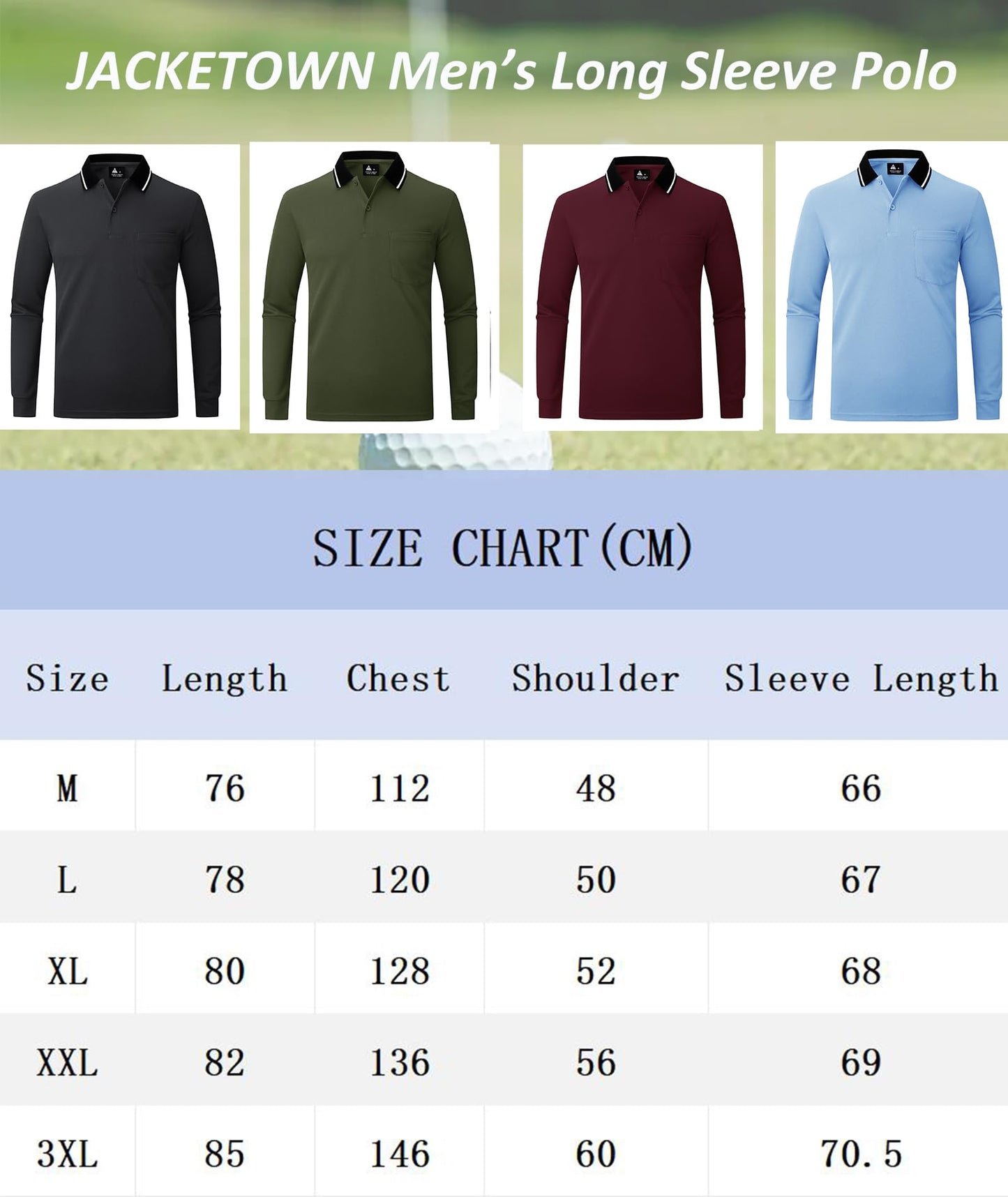 JACKETOWN 3er Pack Poloshirt Herren Langarm Atmungsaktiv Poloshirt Set Knopfkragen Arbeitshemd Golf Polohemd Frühling Herbst Arbeits T Shirt mit Tasche