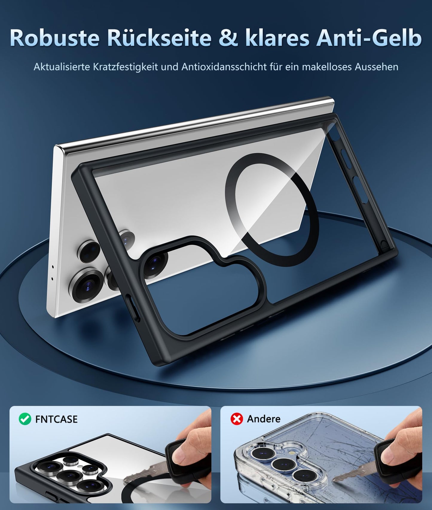 FNTCASE Case for Samsung Galaxy S25 Ultra 6.9 Inches, Military Drop Protection, Anti-Yellowing, Robust, Durable, Shockproof, Protective, Transparent, Clear