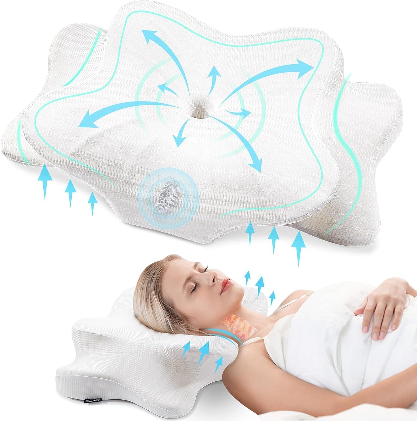 DONAMA Memory Foam Kissen ergonomisches Nackenkissen Kopfkissen Seitenschläferkissen für Seiten, Rücken & Bauchschläfer