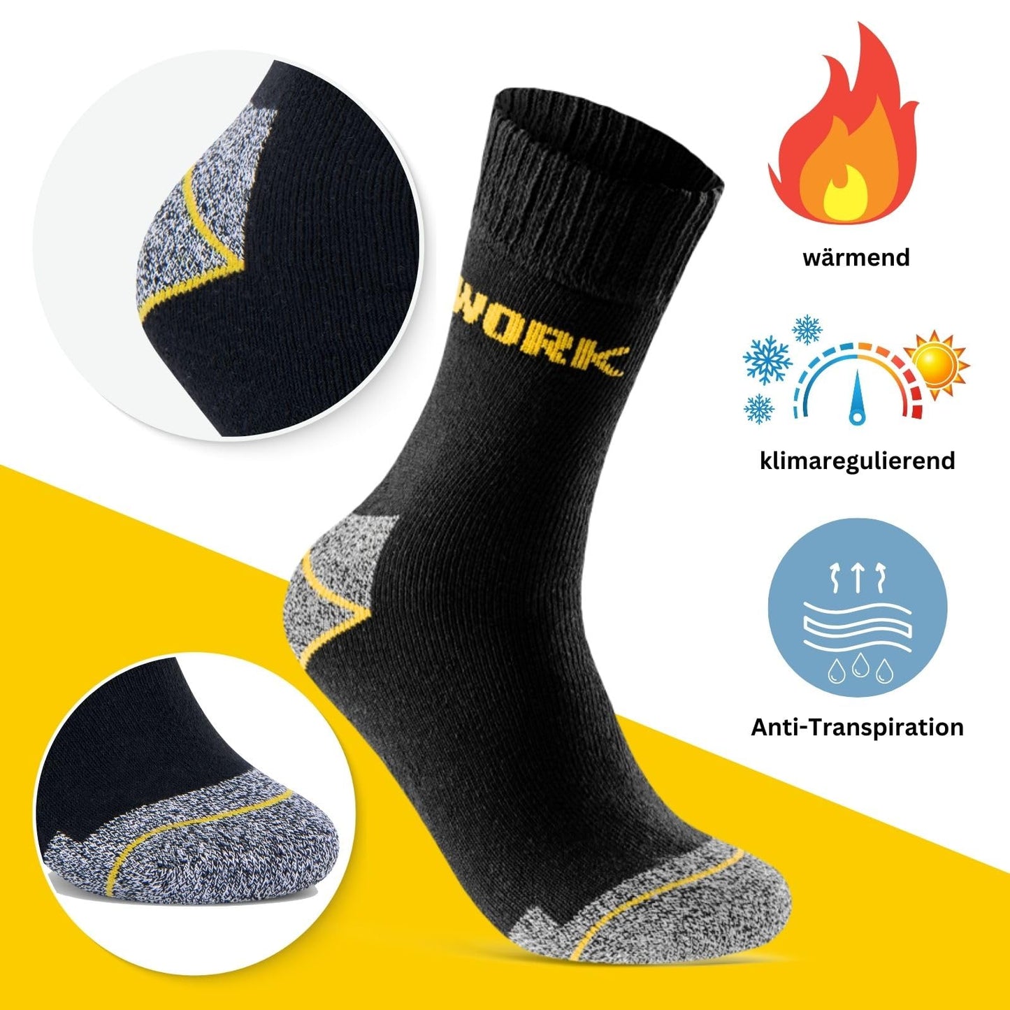 sockenkauf24 10 Paar THERMO Arbeitssocken Herren Winter Socken WORK Innenfrottee
